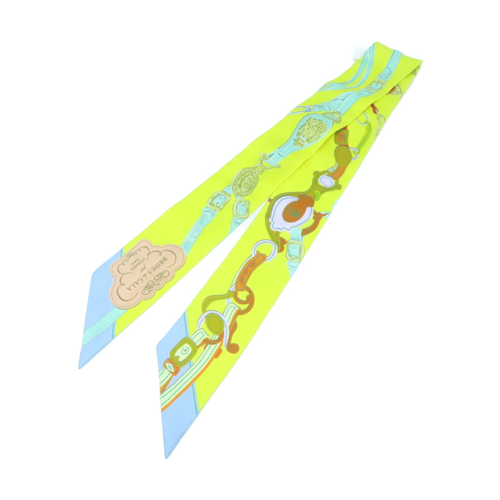 HERMES 【激減優惠】絲質Twilly Scarf絲巾黃色