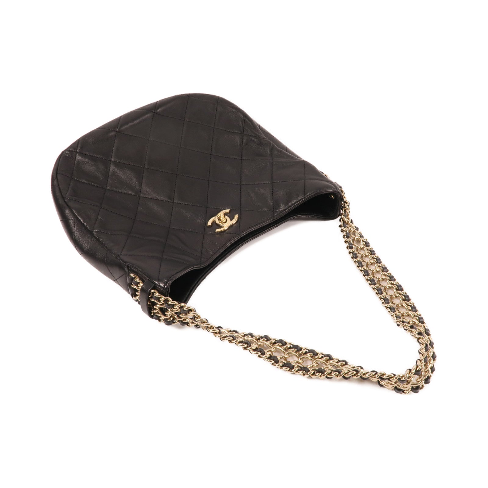 CHANEL 【激減優惠】羊皮皮革Hobo Bag金扣鏈帶肩背袋