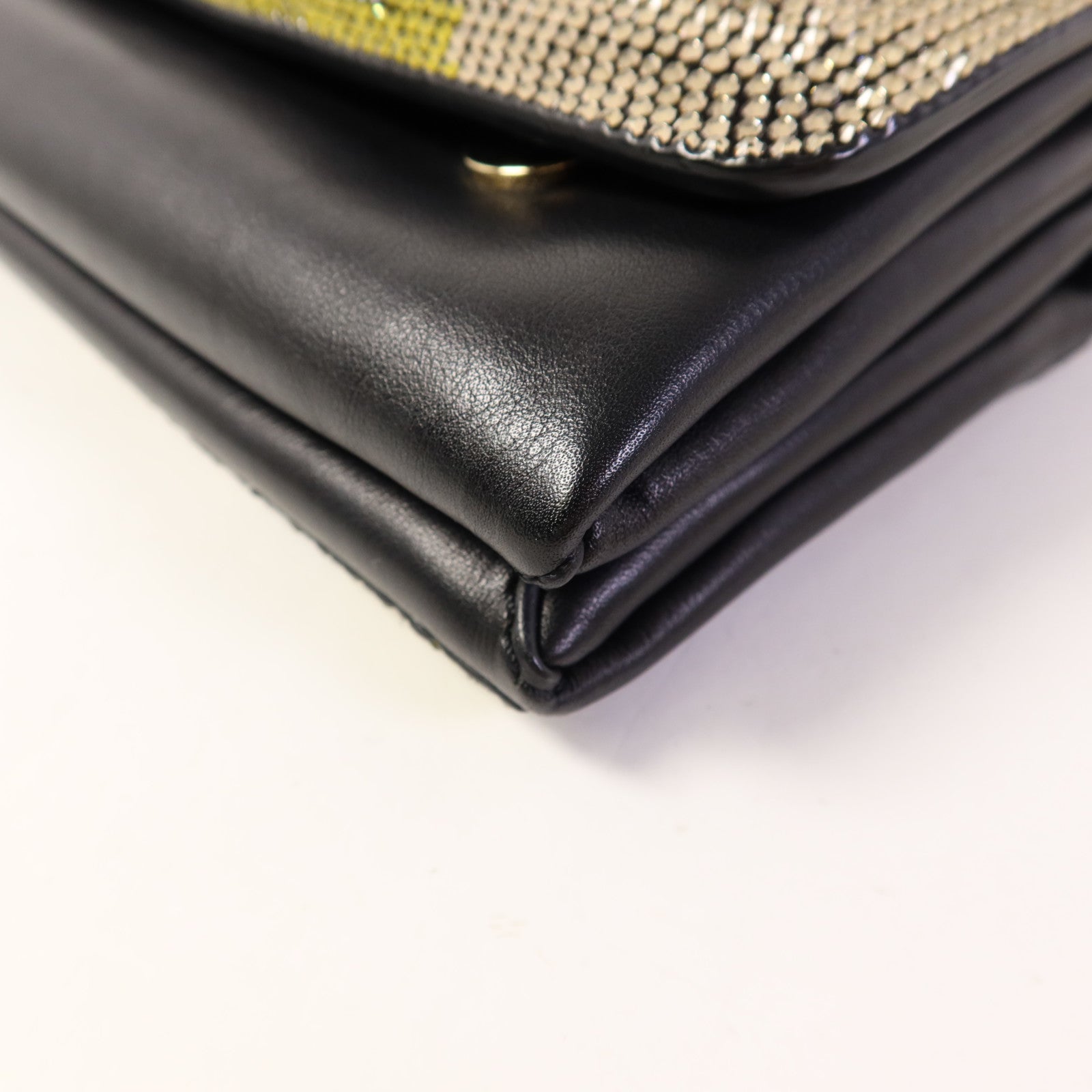 Valentino 牛皮皮革/水晶Shoulder Bag金扣鏈帶肩背袋