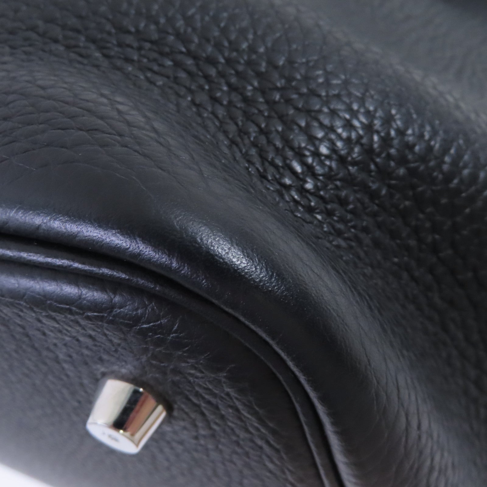 HERMES Clemence皮革/鱷魚皮革Picotin MM Tote Bag銀扣手挽袋黑色