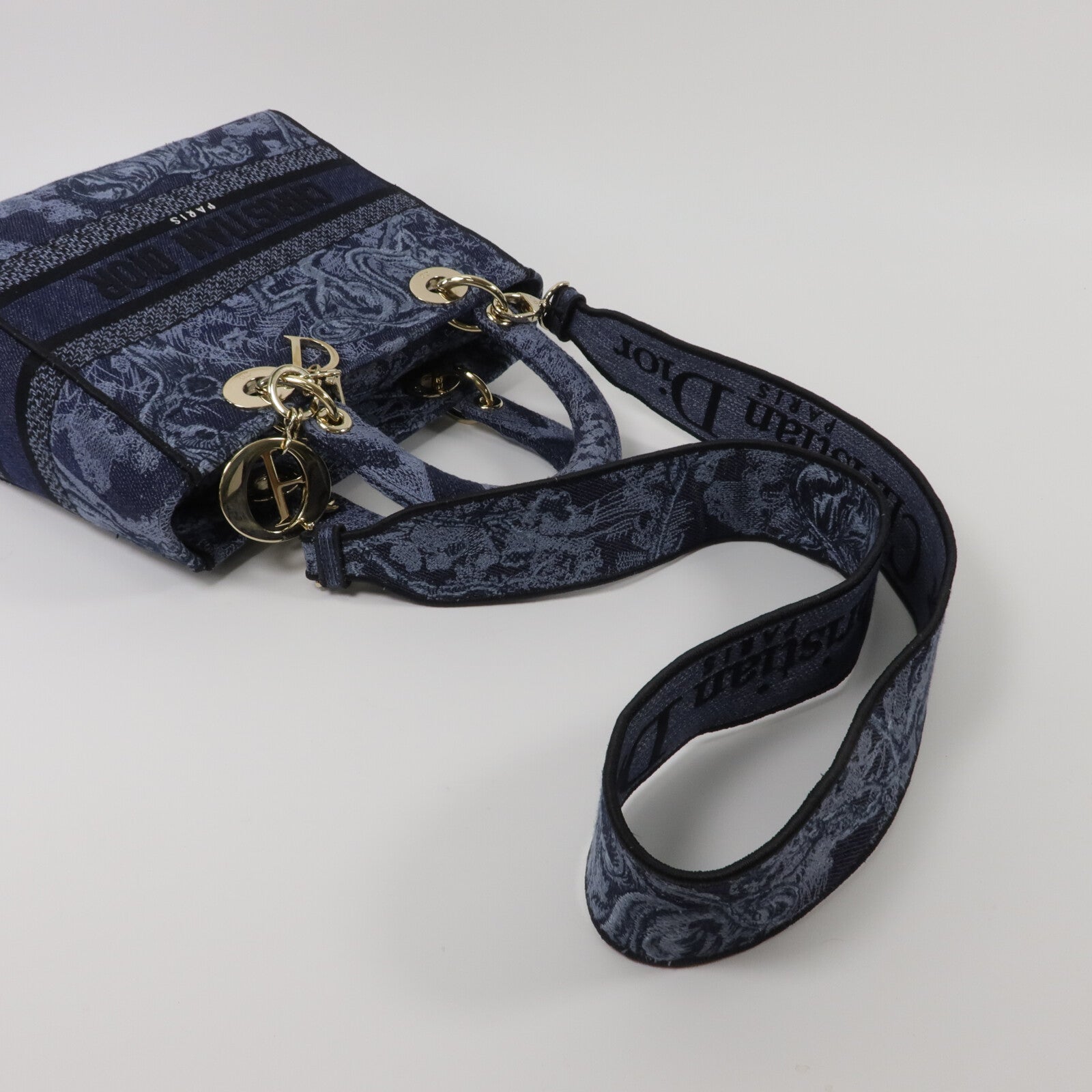 Dior 帆布Lady Dior D Lite Medium手挽肩背兩用袋