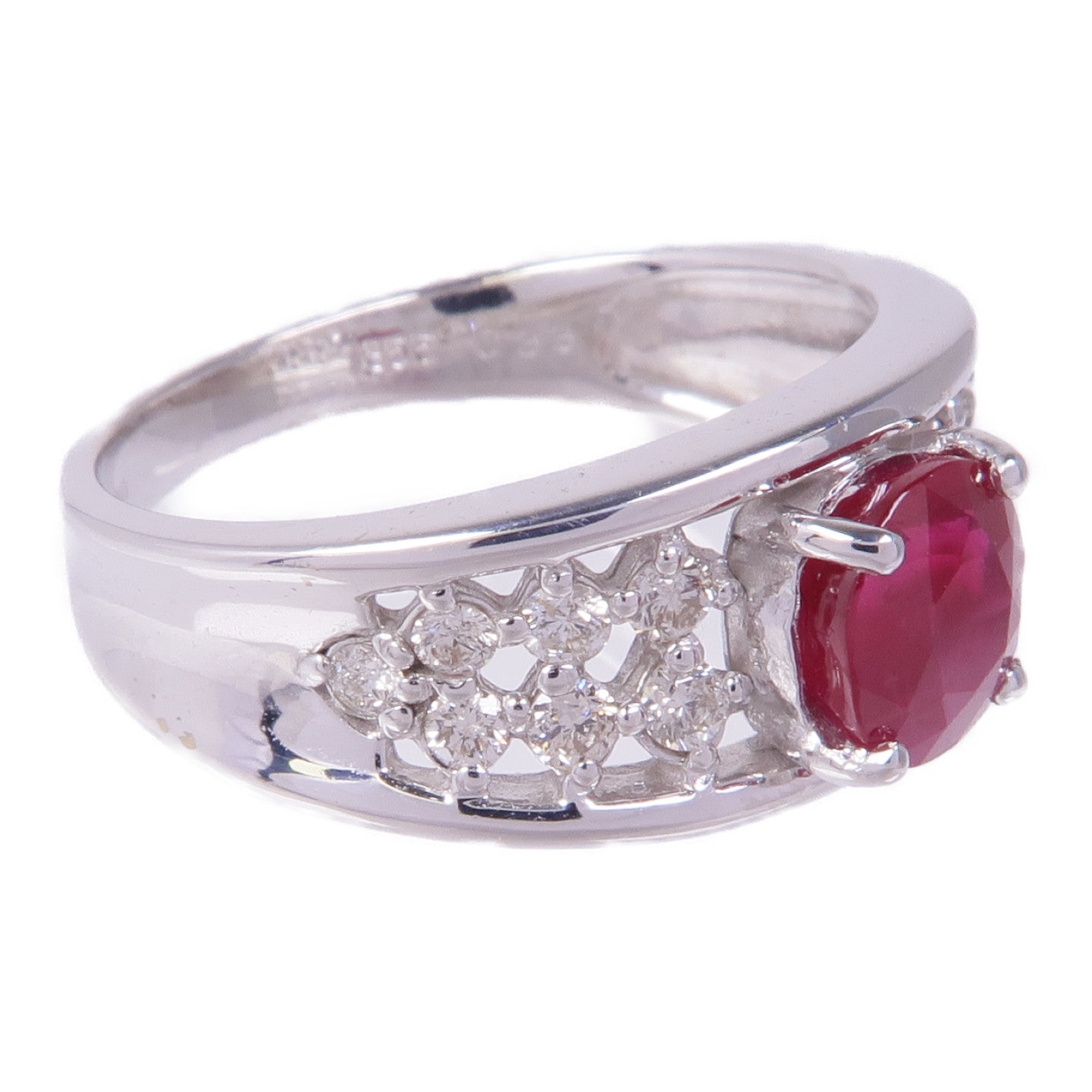 JEWELRY 【激減優惠】18K白金Ruby Diamond Ring紅寶石/鑽石戒指US#6.25