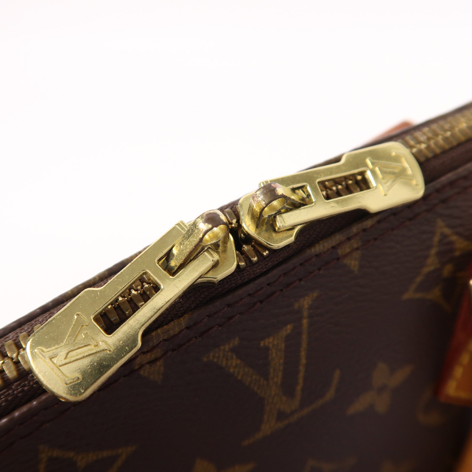 LOUIS VUITTON Monogram Alma金扣手挽袋棕色