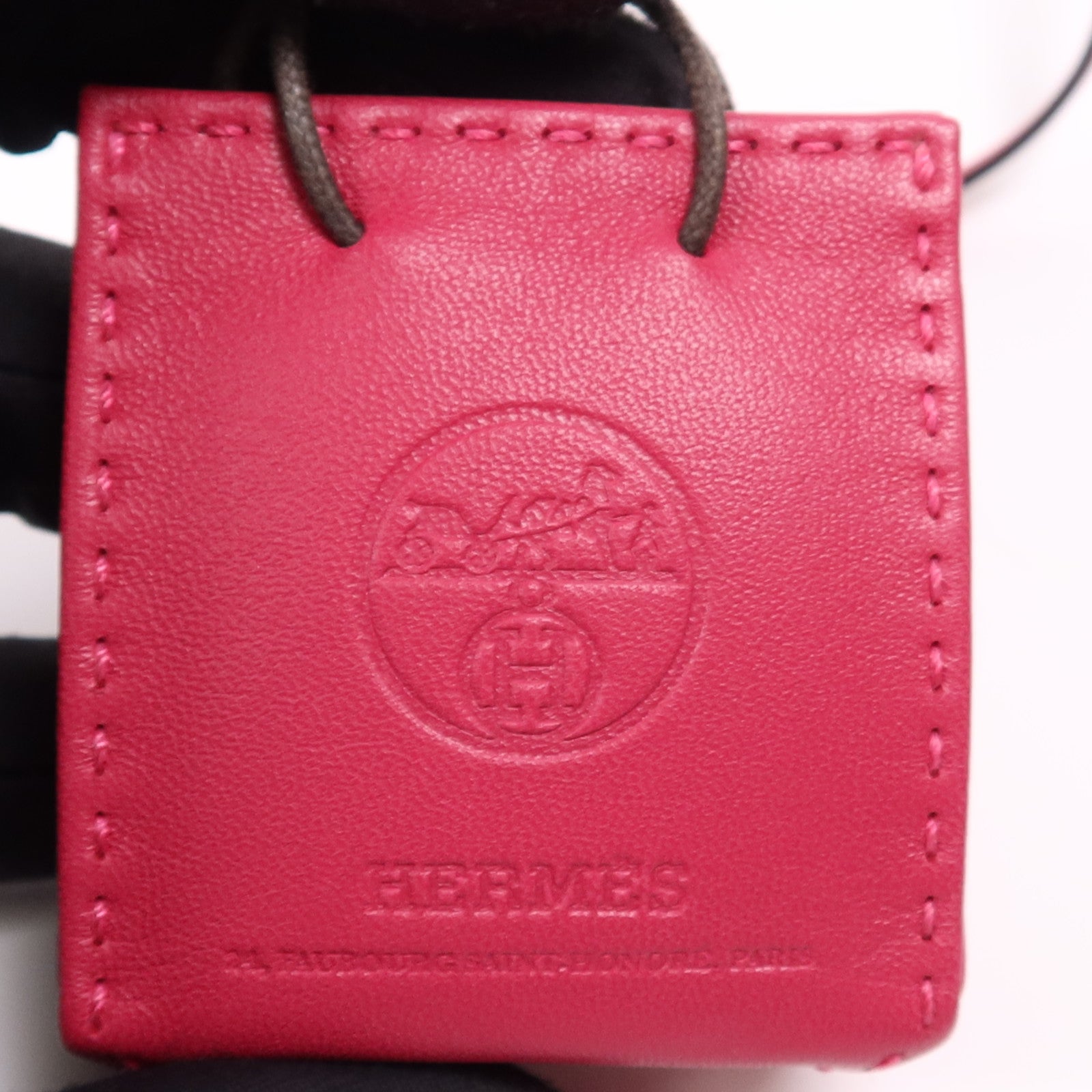 HERMES Milo皮革Paper Bag Charm掛飾Rosa Mexicano