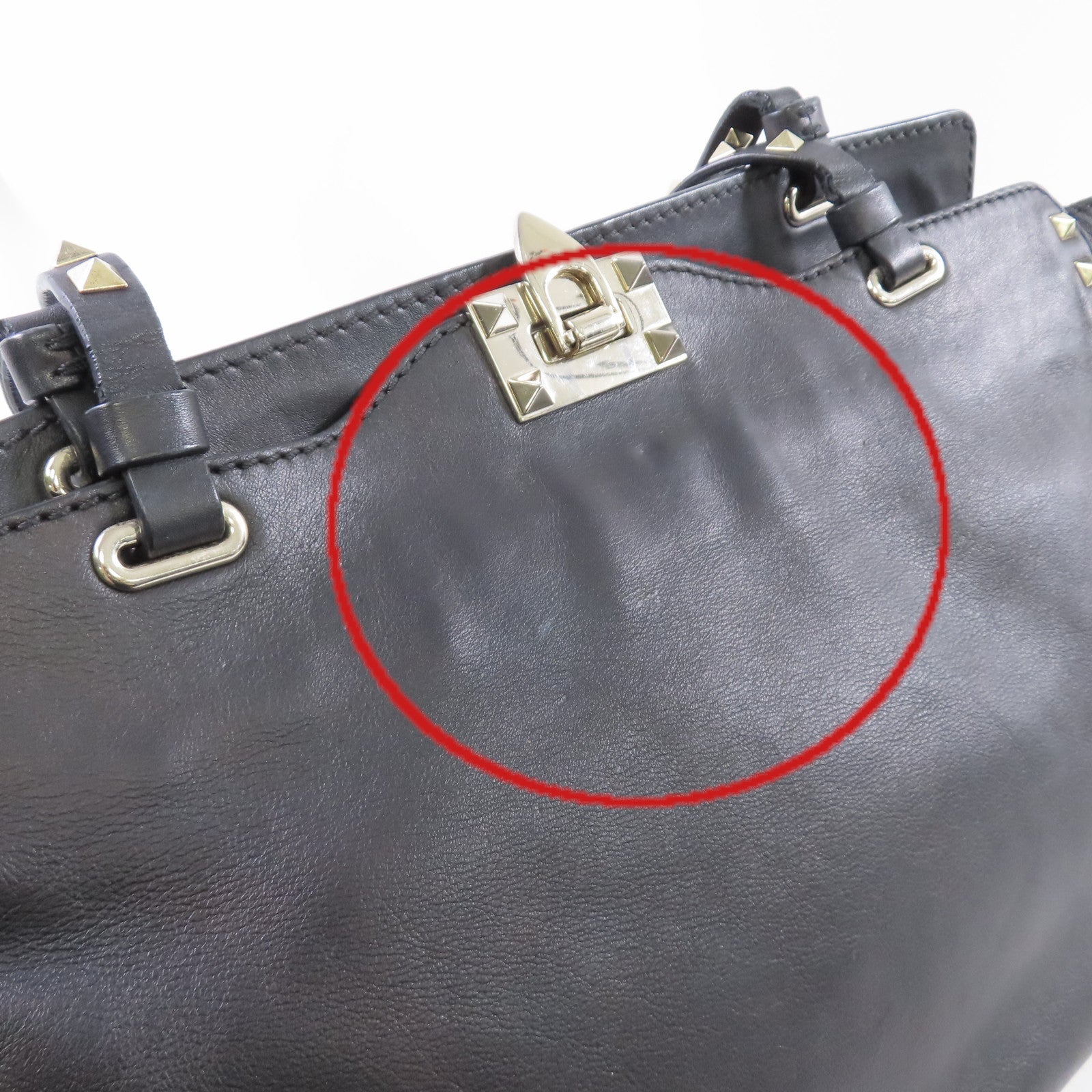 Valentino 牛皮皮革Rockstud Tote Bag金扣手挽肩背兩用袋黑色