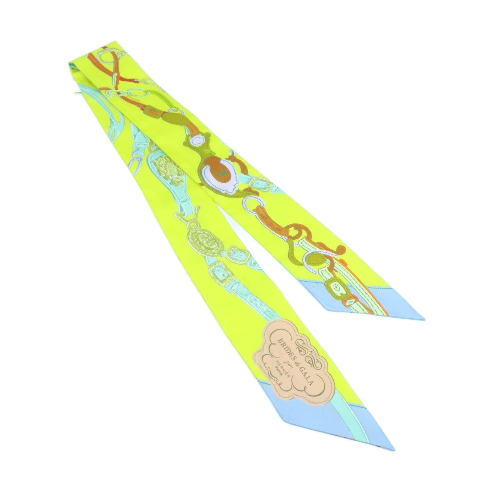 HERMES 【激減優惠】絲質Twilly Scarf絲巾黃色