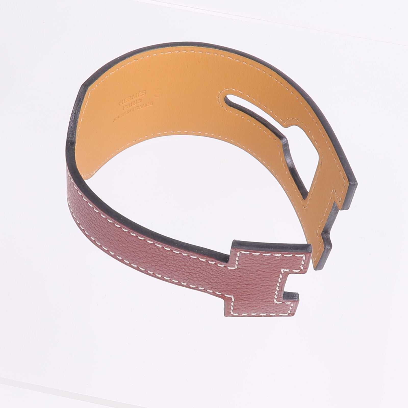 HERMES Evercolor皮革Jet Lag Tour Wrap Bracelet手鐲Rouge H