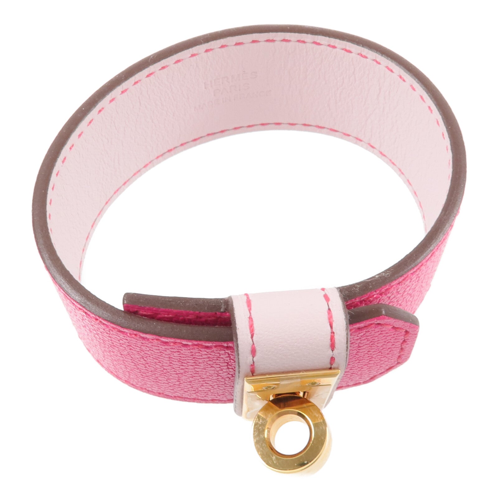 HERMES 【激減優惠】Chamkila/Swift皮革Bracelet Cuir Kelly Twist PM手帶Rose Pop/Mauve Pale