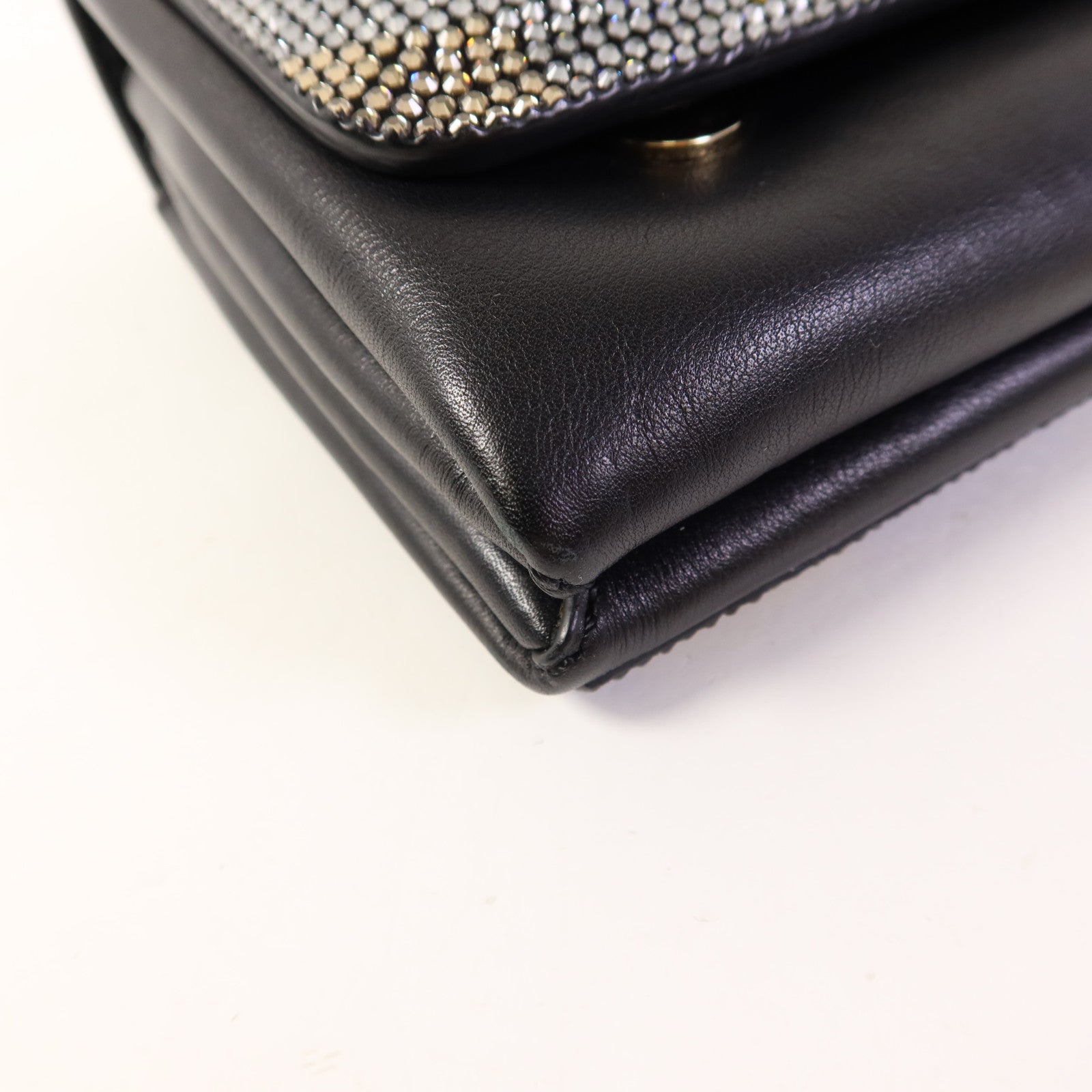 Valentino 牛皮皮革/水晶Shoulder Bag金扣鏈帶肩背袋