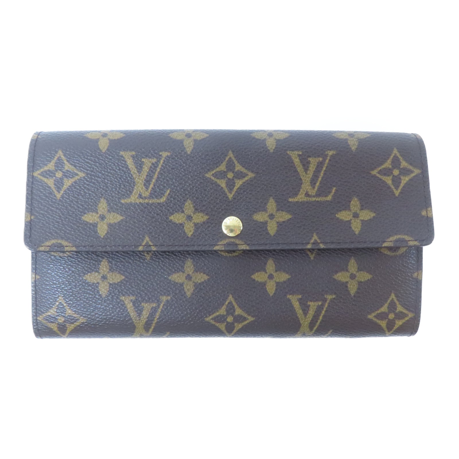 LOUIS VUITTON Monogram Long Wallet金扣長錢包啡色