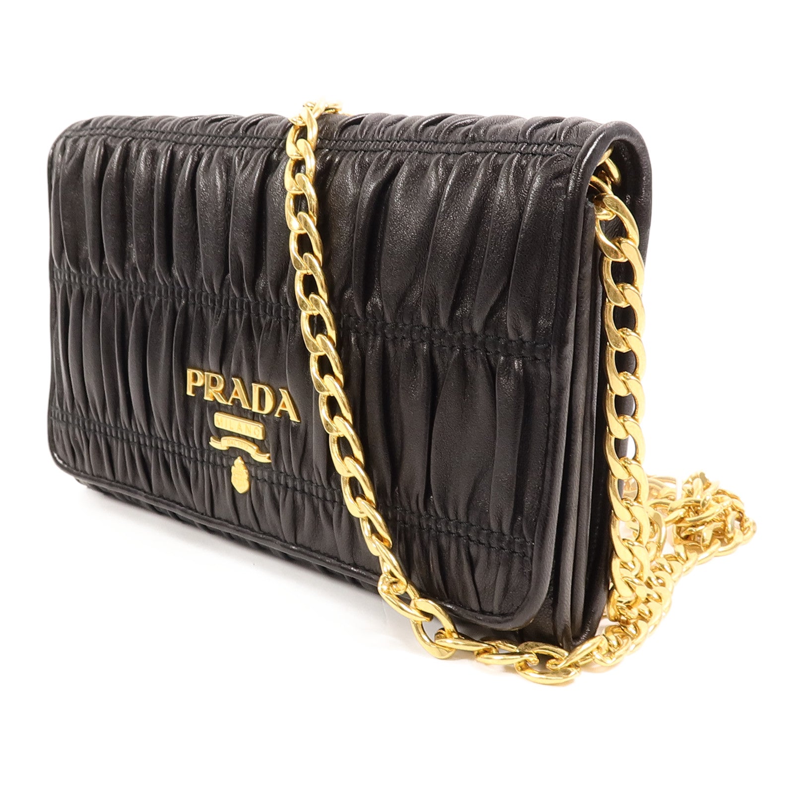 PRADA 牛皮皮革Wallet On Chain鏈帶肩背袋