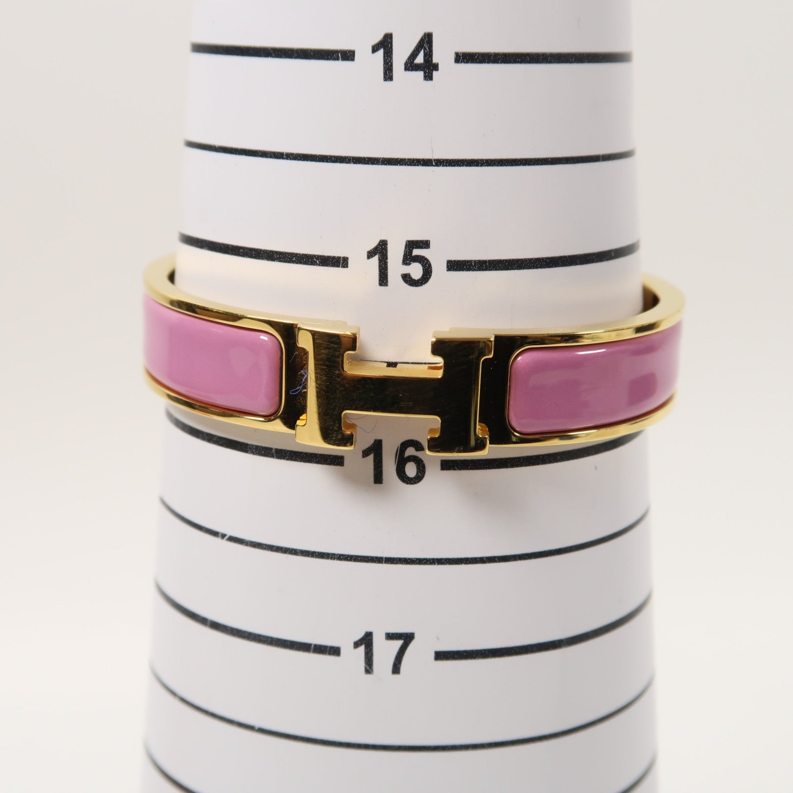 HERMES 金屬Clic H金扣手鐲粉紅色