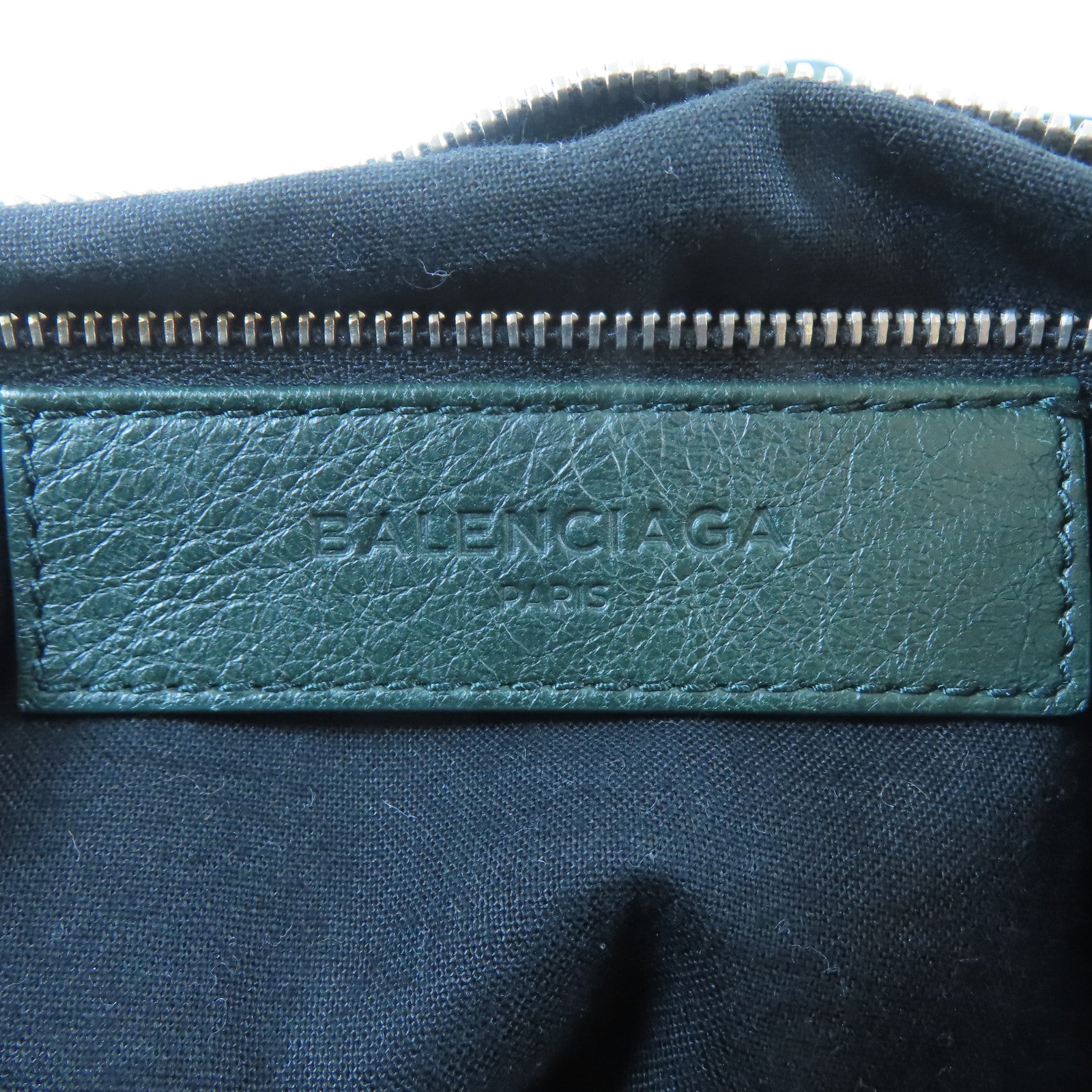 BALENCIAGA 牛皮皮革Traveller Backpack銀扣背包綠色