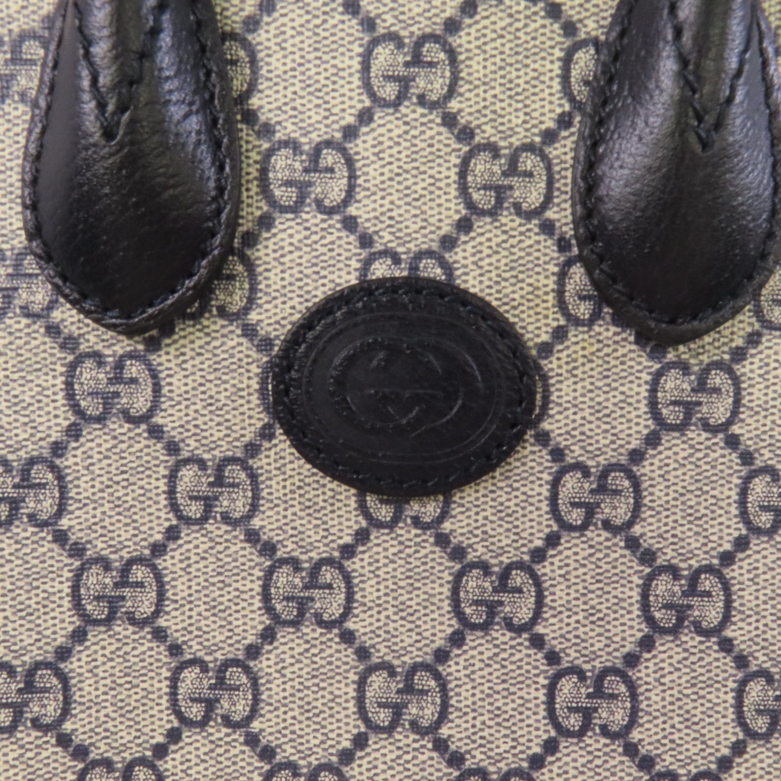 GUCCI 塗層帆布Interlocking G Mini Tote銀扣手挽肩背兩用袋