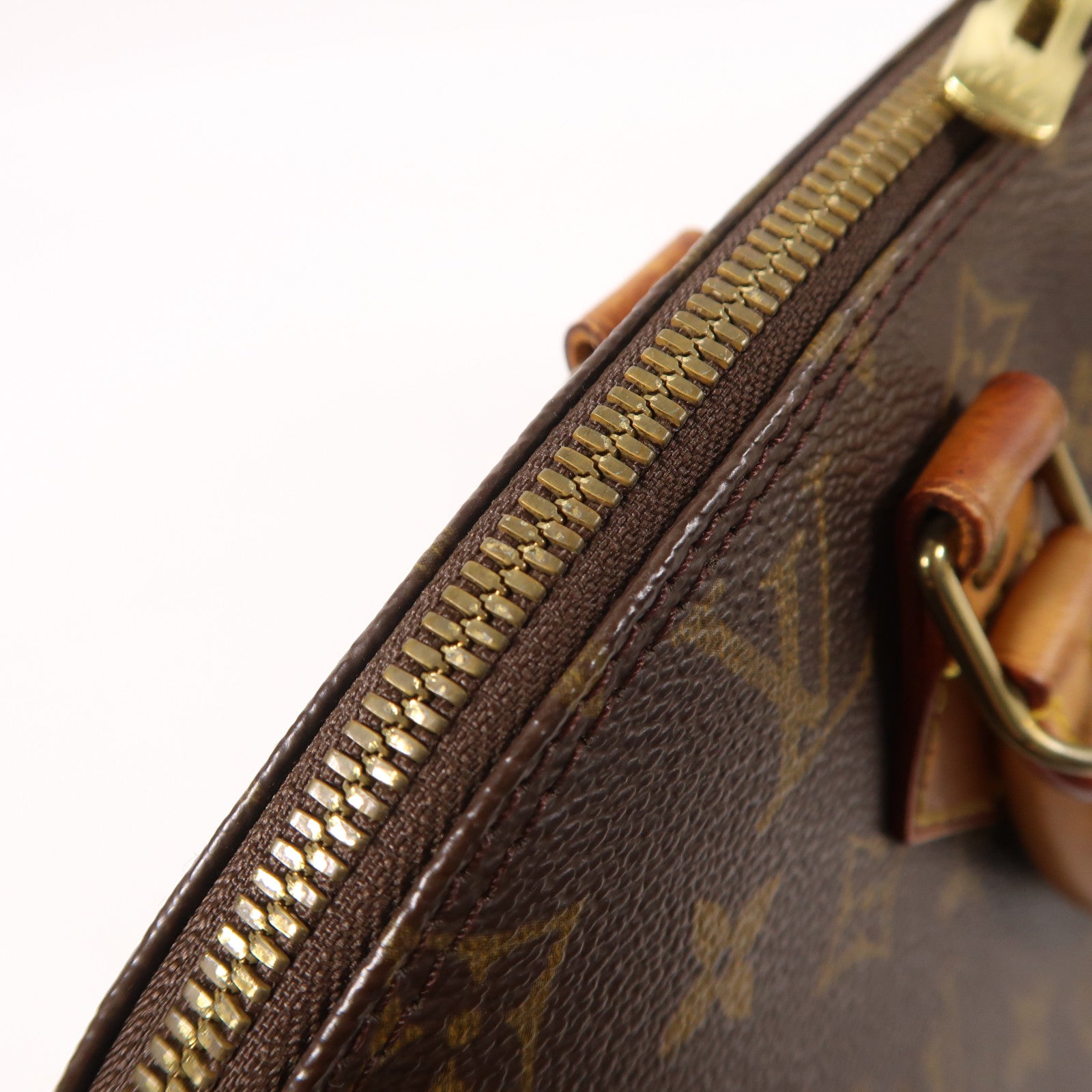 LOUIS VUITTON Monogram Alma金扣手挽袋棕色