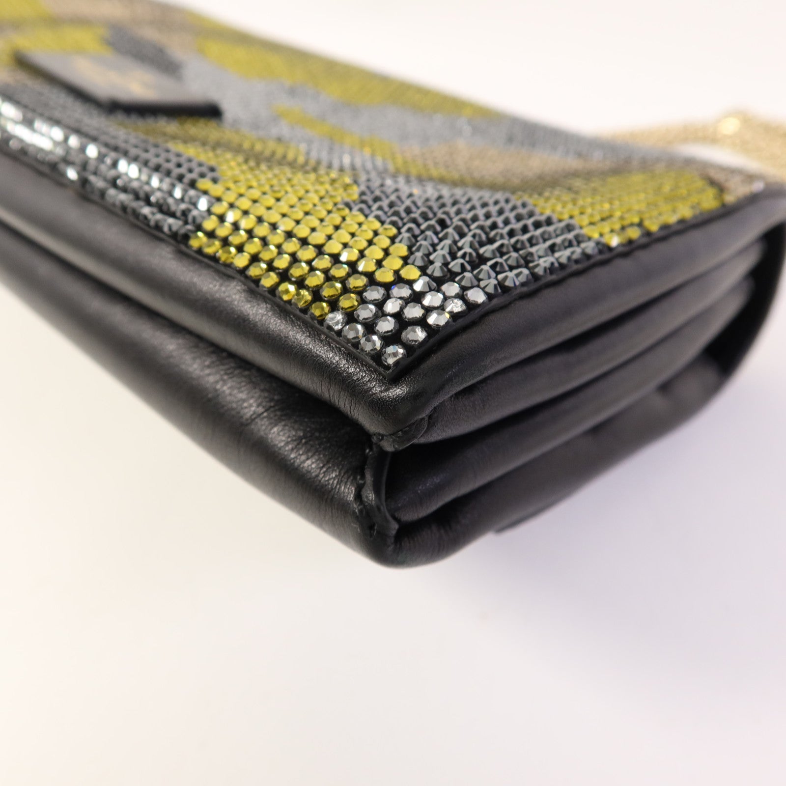 Valentino 牛皮皮革/水晶Shoulder Bag金扣鏈帶肩背袋