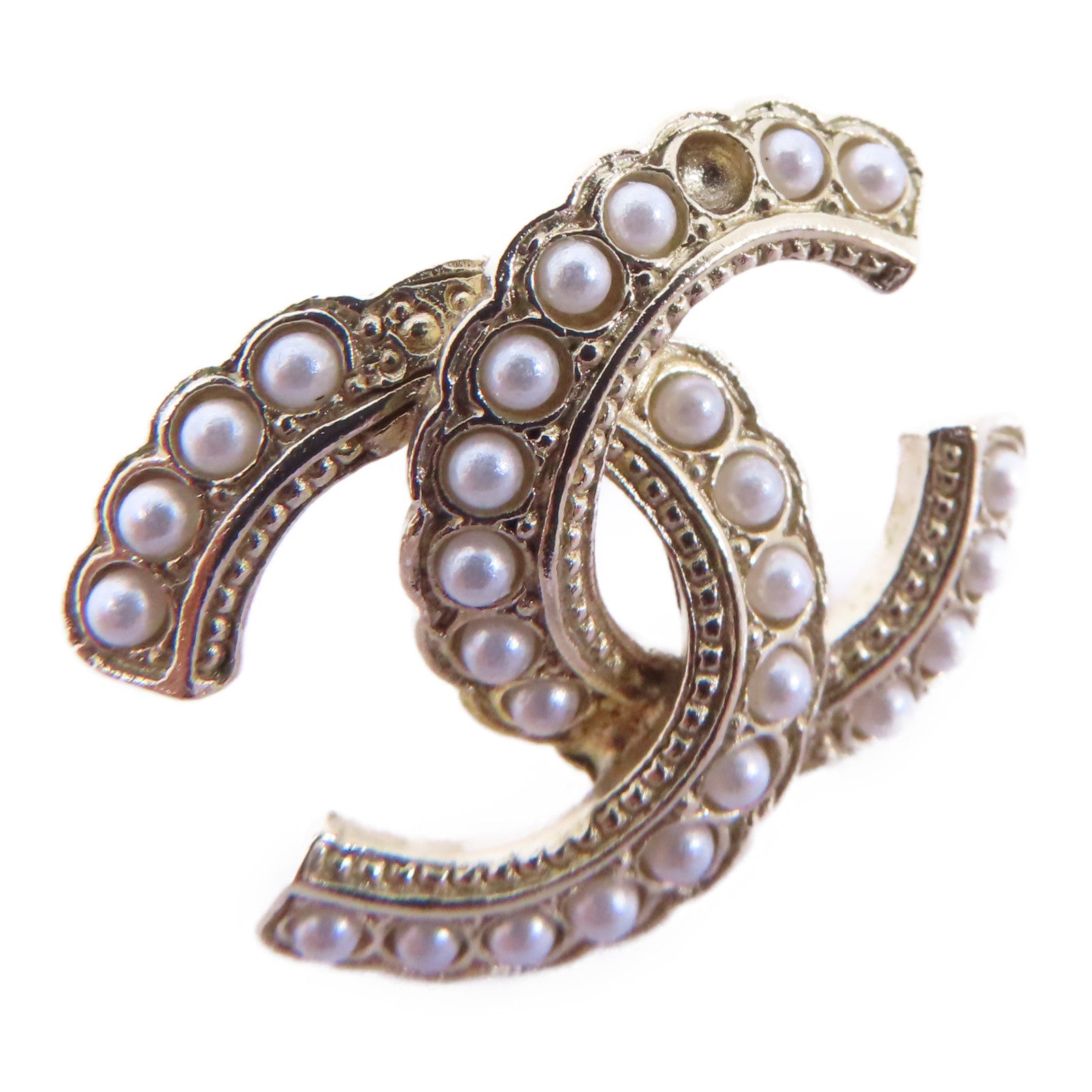 CHANEL PVC/金屬Earrings耳環金色/白色