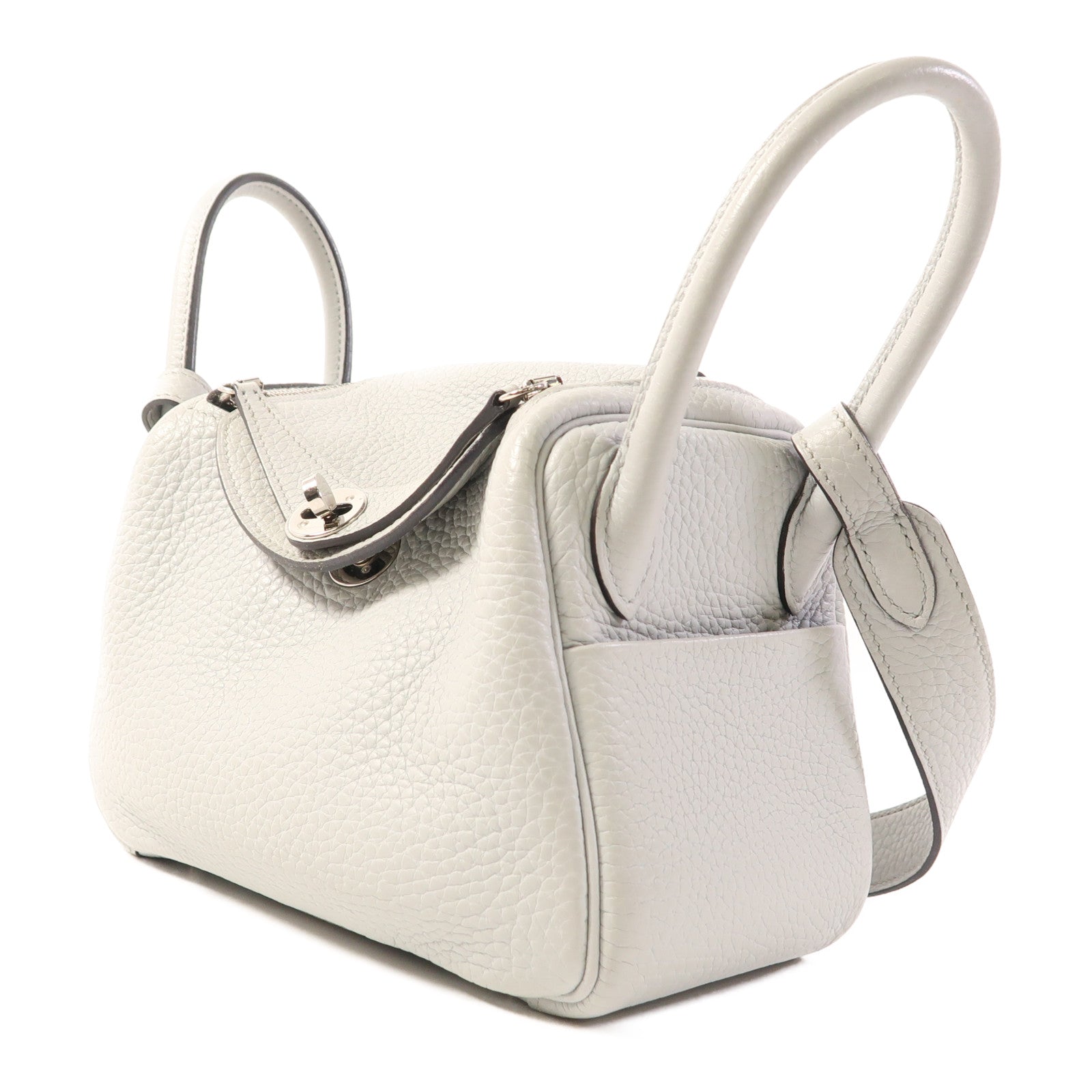 HERMES Clemence皮革Mini Lindy金扣手挽肩背兩用袋Bleu Pale