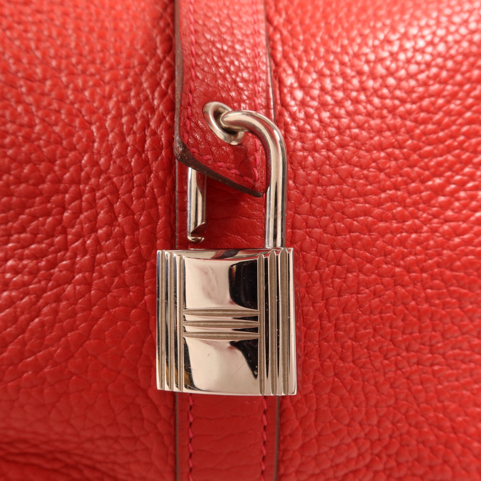 HERMES Clemence皮革Picotin GM銀扣手挽袋Rouge Casaque