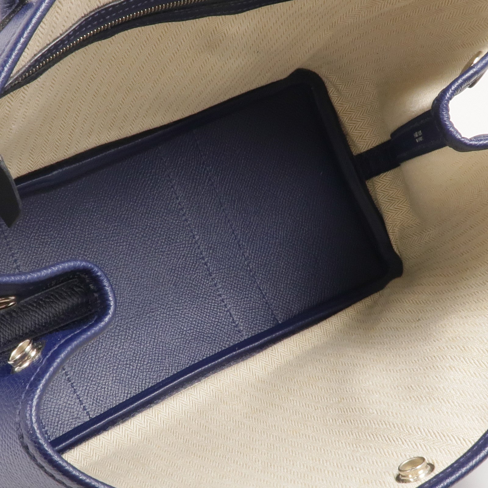 HERMES Epsom皮革Garden Party TPM銀扣手挽袋Bleu Saphir