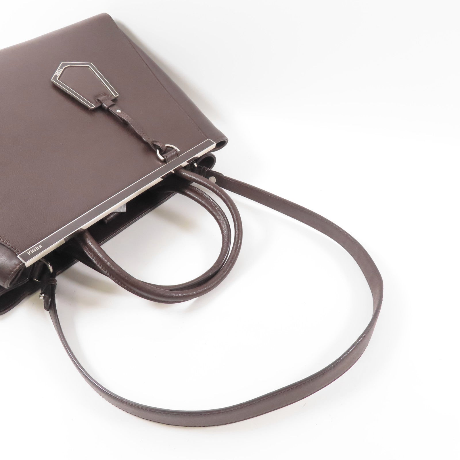 FENDI 牛皮皮革2 Jours Bag銀扣肩背袋