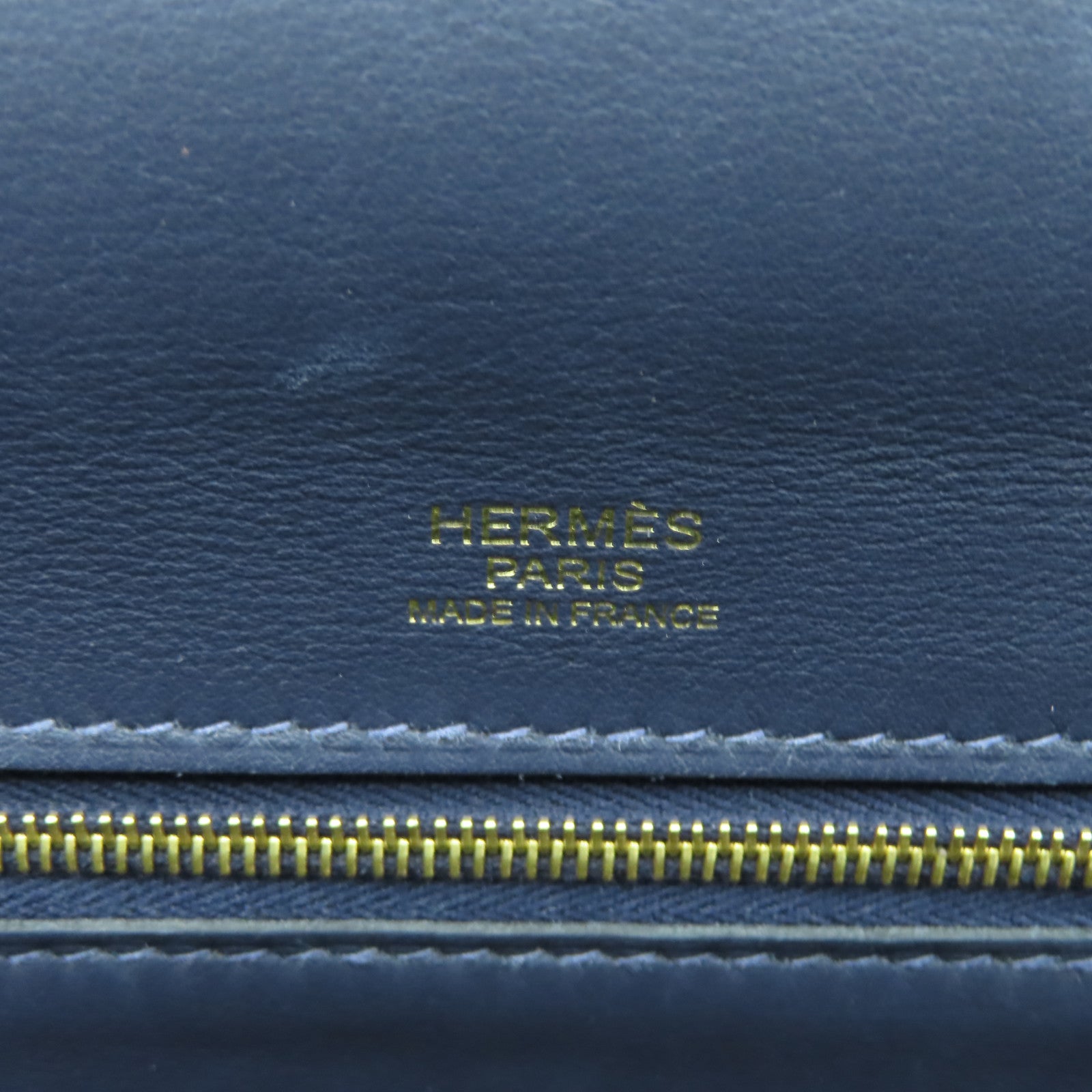 HERMES 【激減優惠】Clemence皮革24/24 35cm金扣手挽袋午夜藍色/黑色