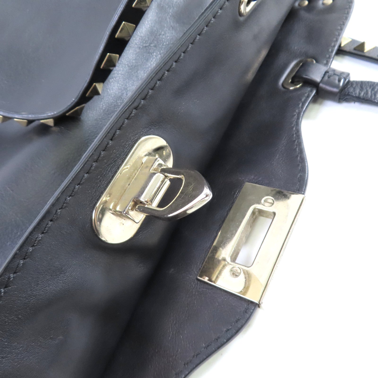 Valentino 牛皮皮革Rockstud Tote Bag金扣手挽肩背兩用袋黑色