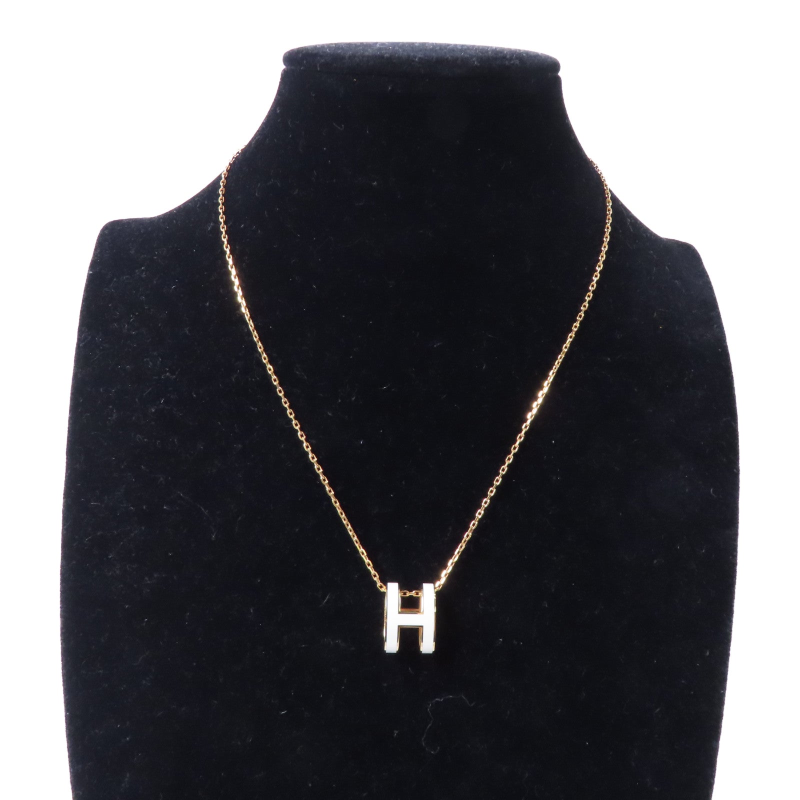 HERMES 金屬Pop H Necklace項鍊白色/金色