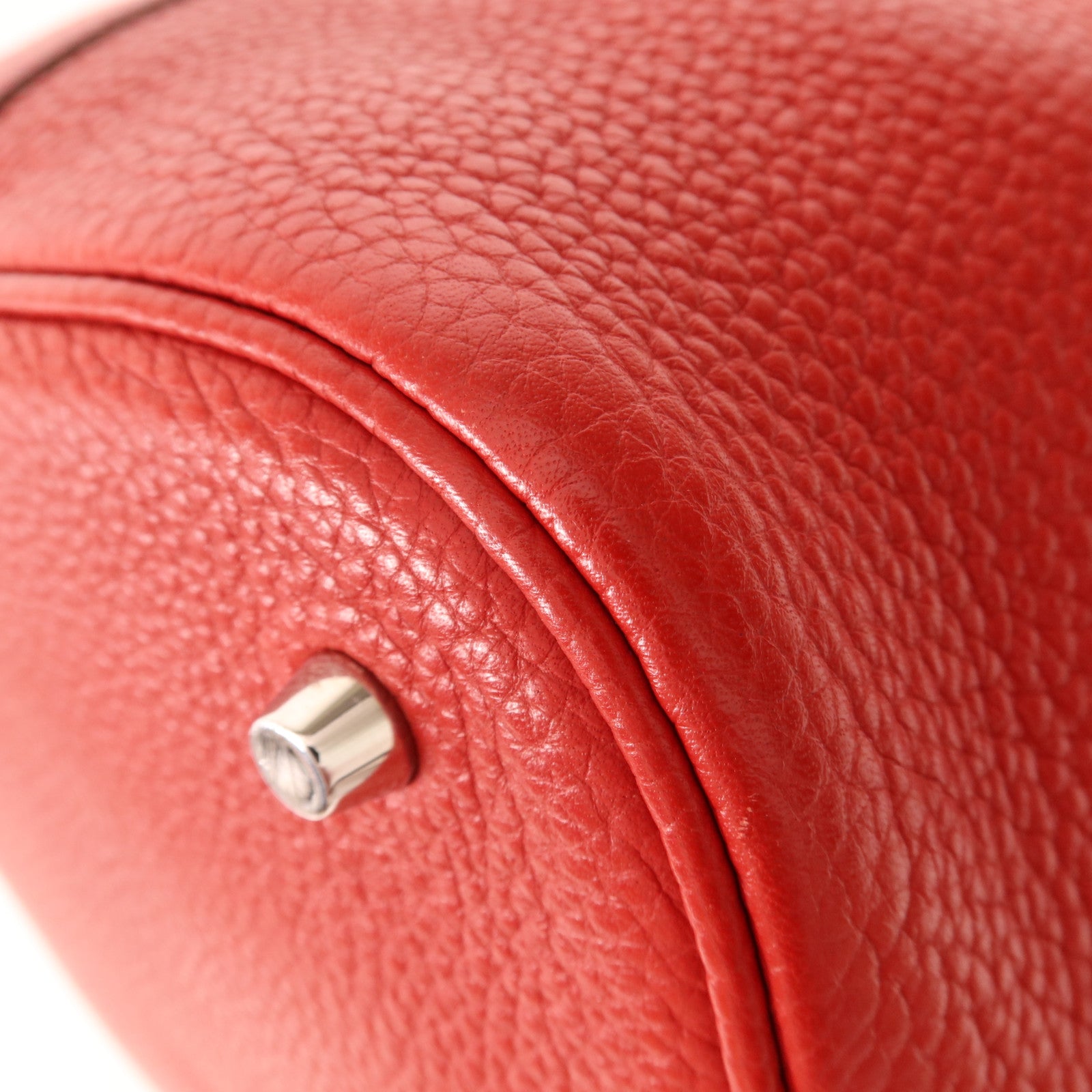 HERMES Clemence皮革Picotin GM銀扣手挽袋Rouge Casaque