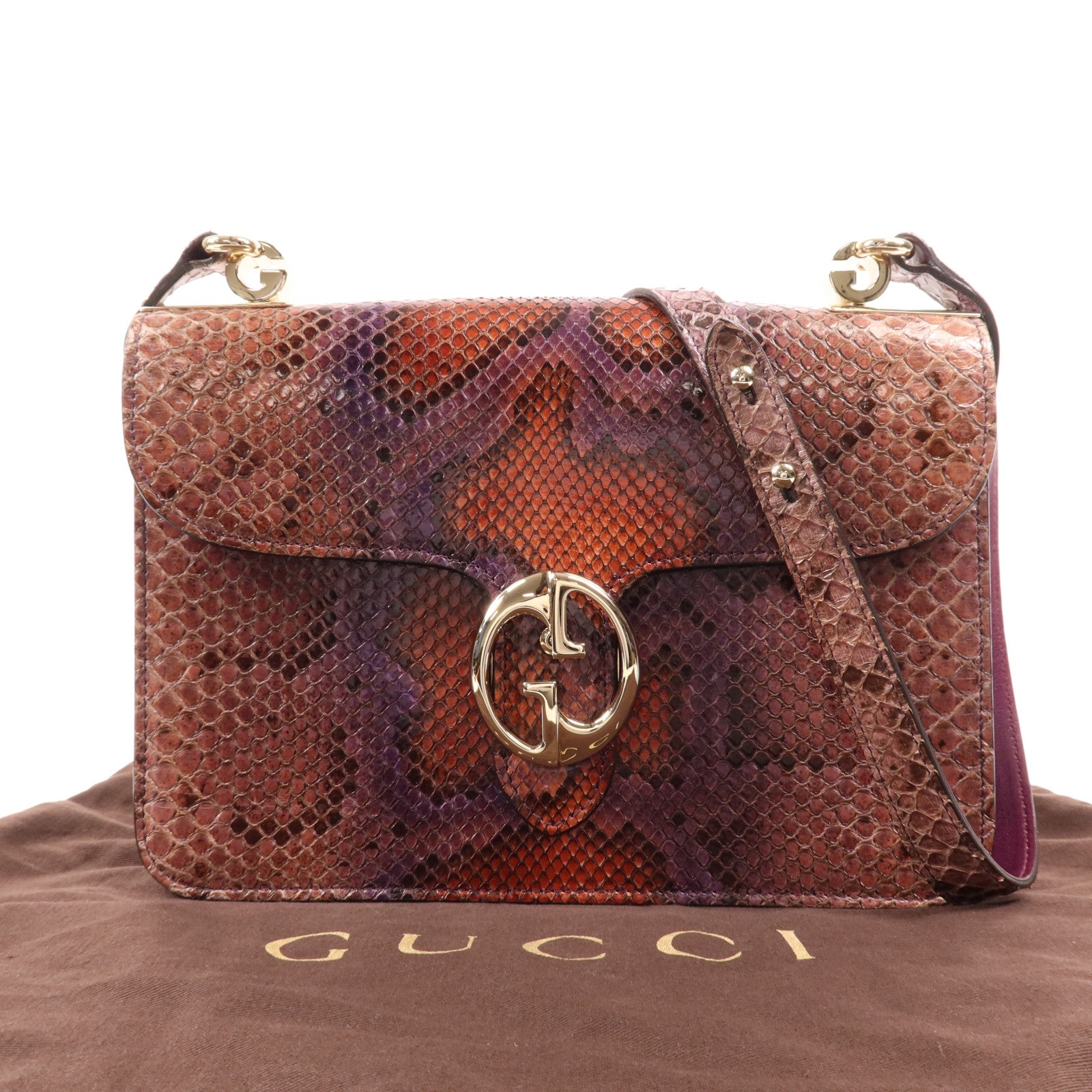 GUCCI 蛇皮皮革1973 Flap Bag金扣肩背袋