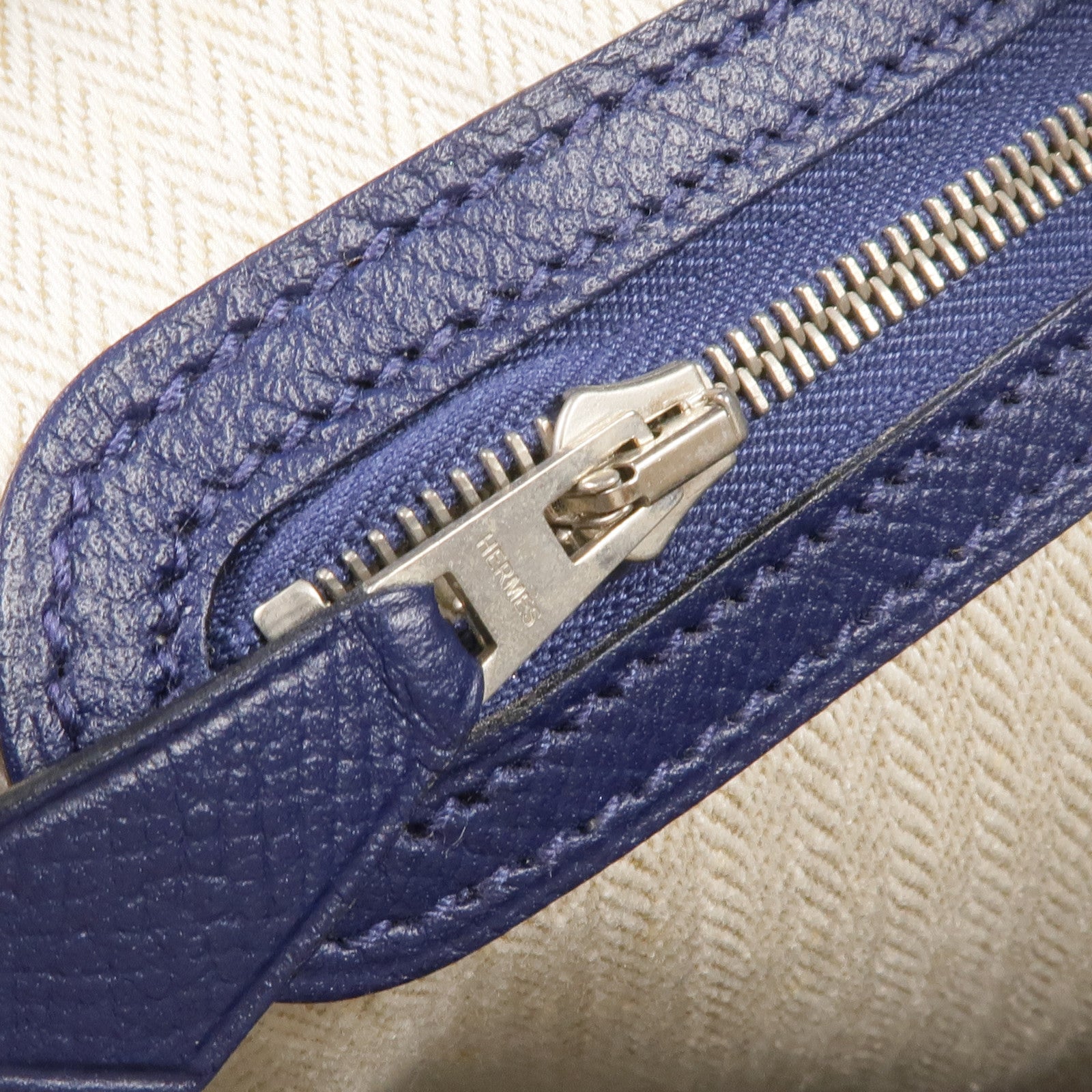 HERMES Epsom皮革Garden Party TPM銀扣手挽袋Bleu Saphir