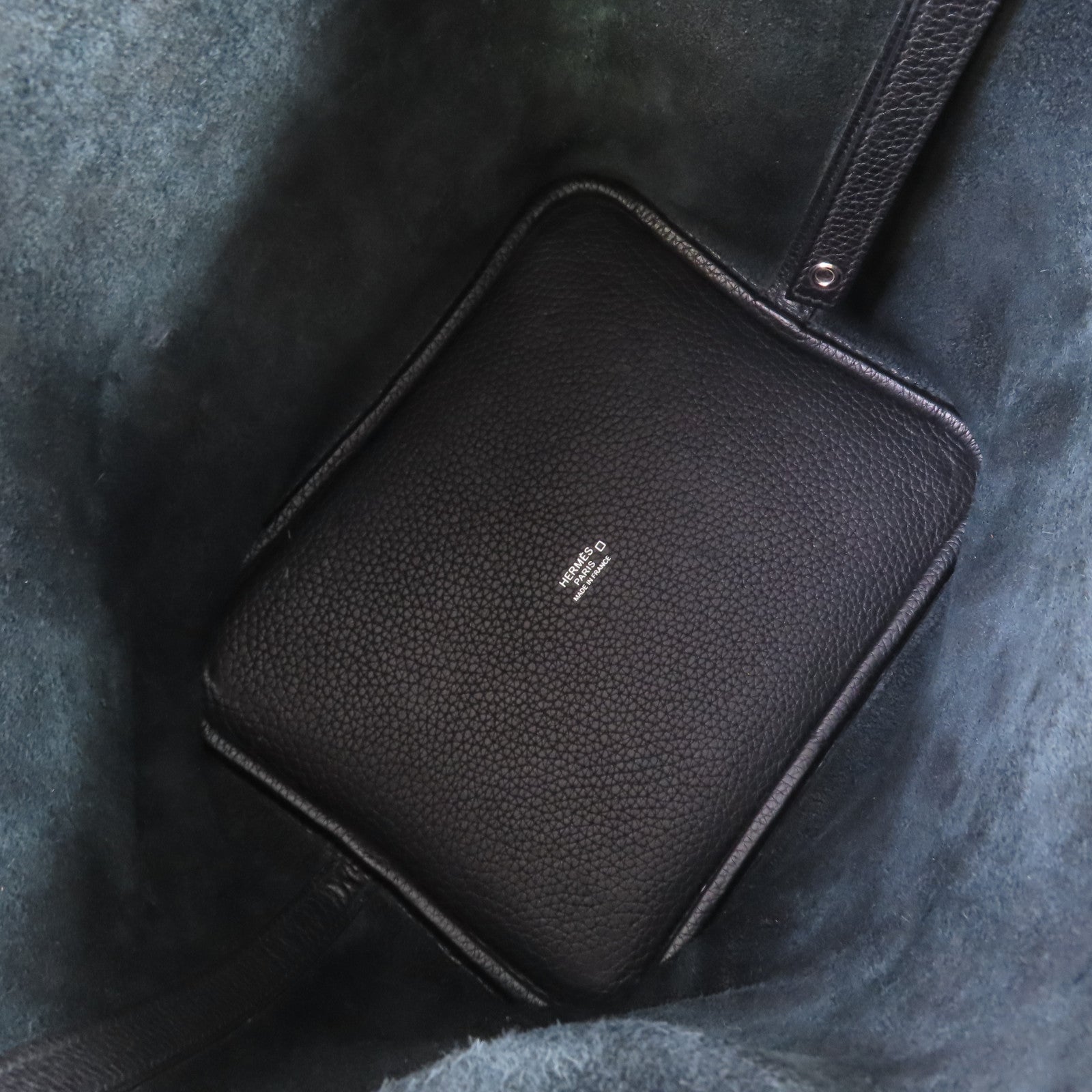 HERMES Clemence皮革/鱷魚皮革Picotin MM Tote Bag銀扣手挽袋黑色