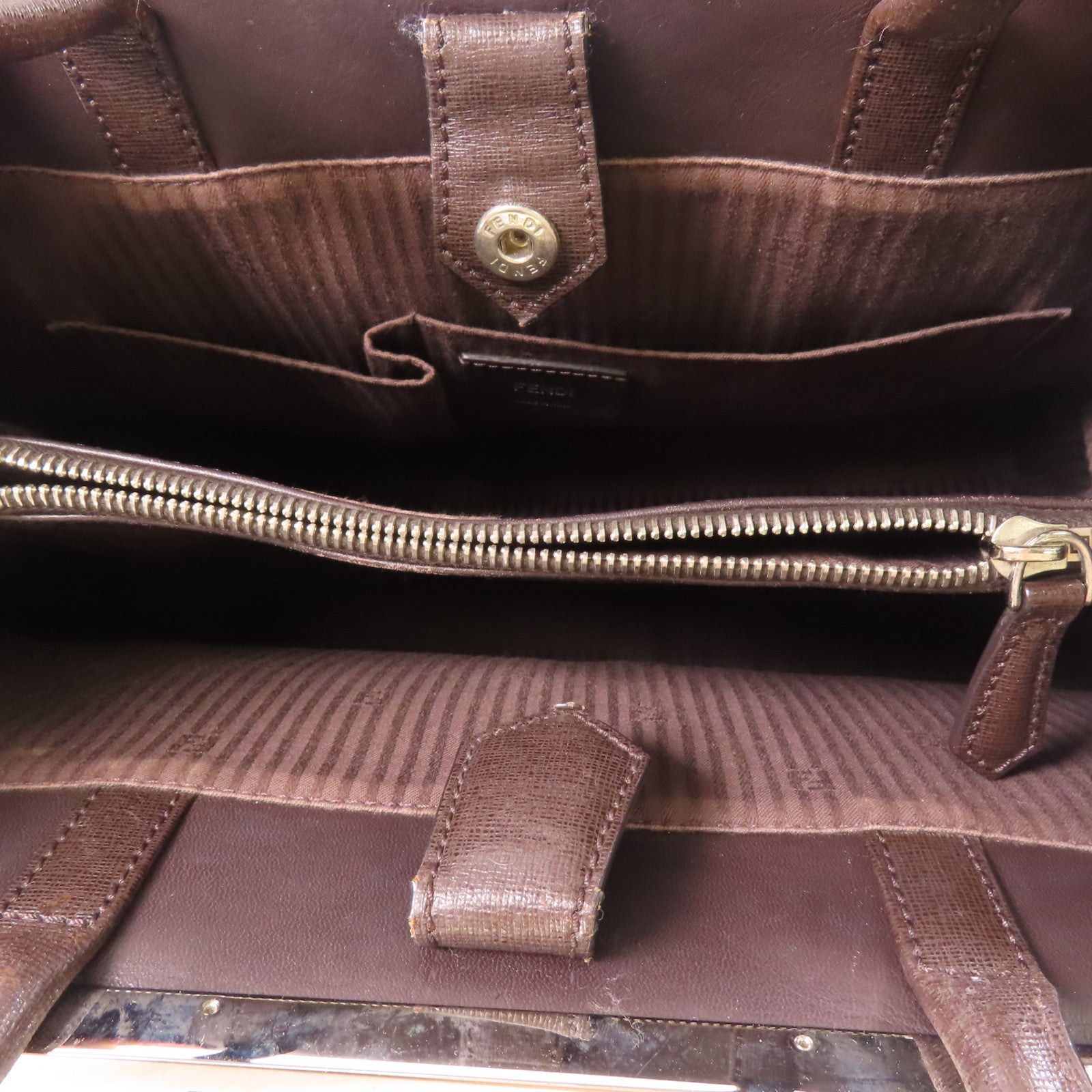 FENDI 牛皮皮革2 Jours Bag銀扣肩背袋