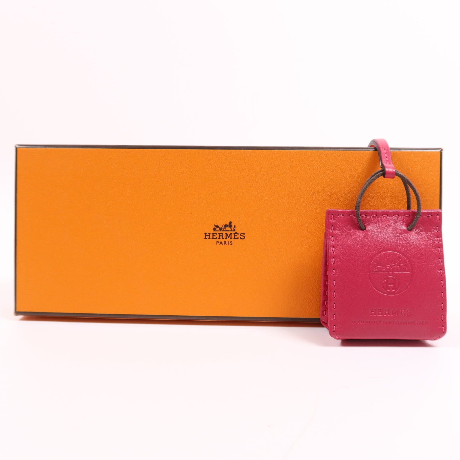 HERMES 【激減優惠】Milo皮革Paper Bag Charm掛飾Rosa Mexicano