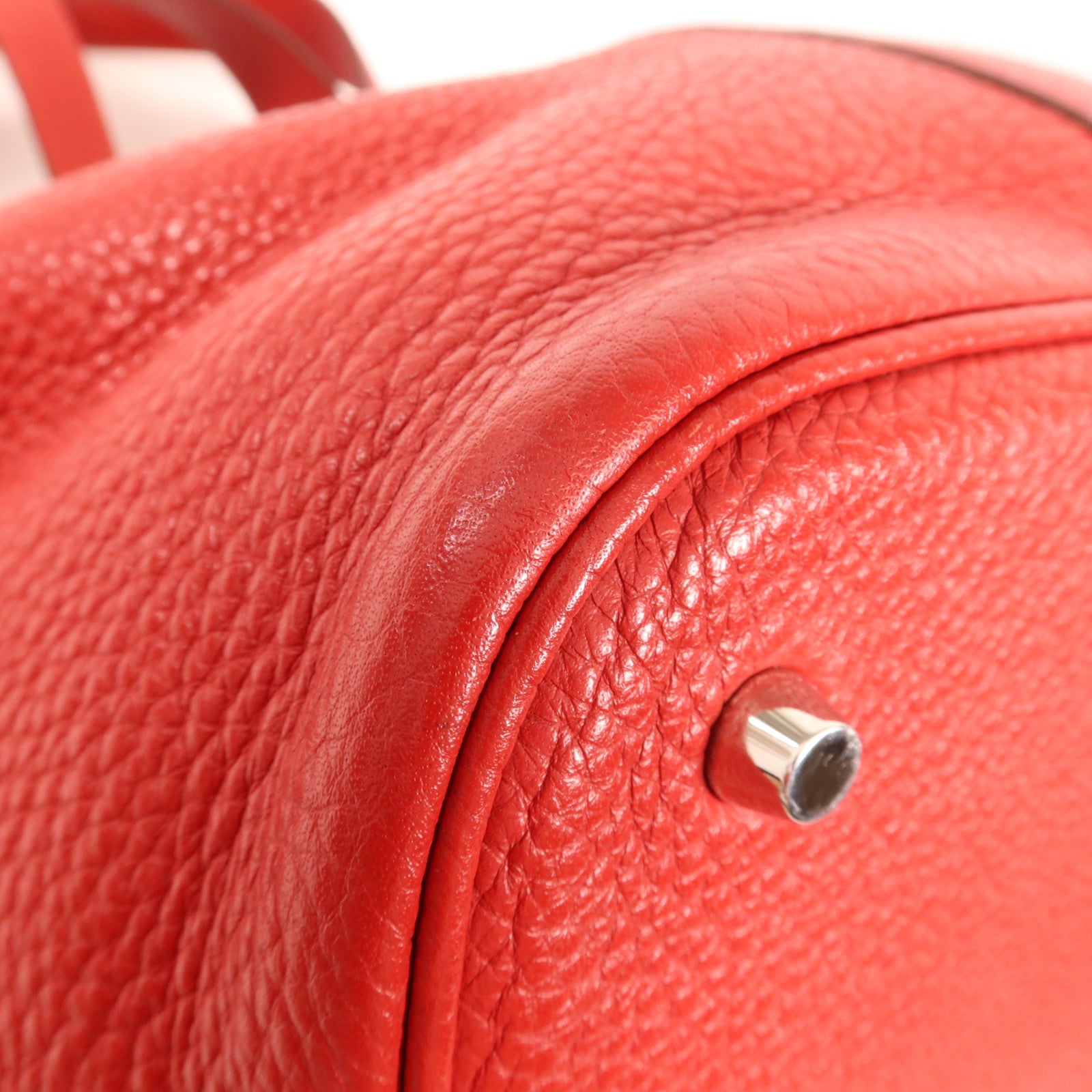 HERMES Clemence皮革Picotin GM銀扣手挽袋Rouge Casaque