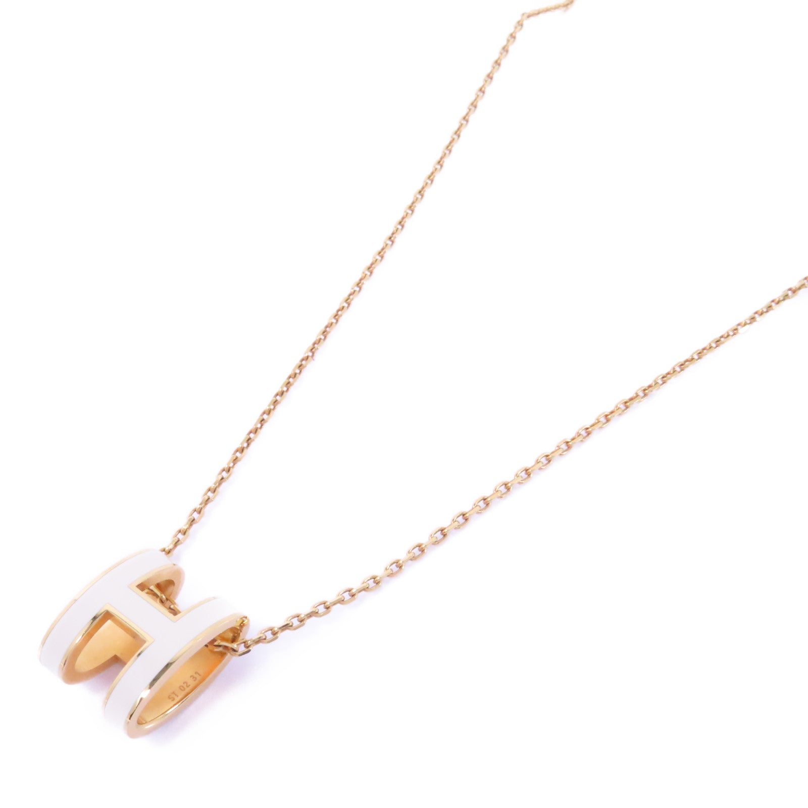 HERMES 金屬Pop H Necklace項鍊白色/金色