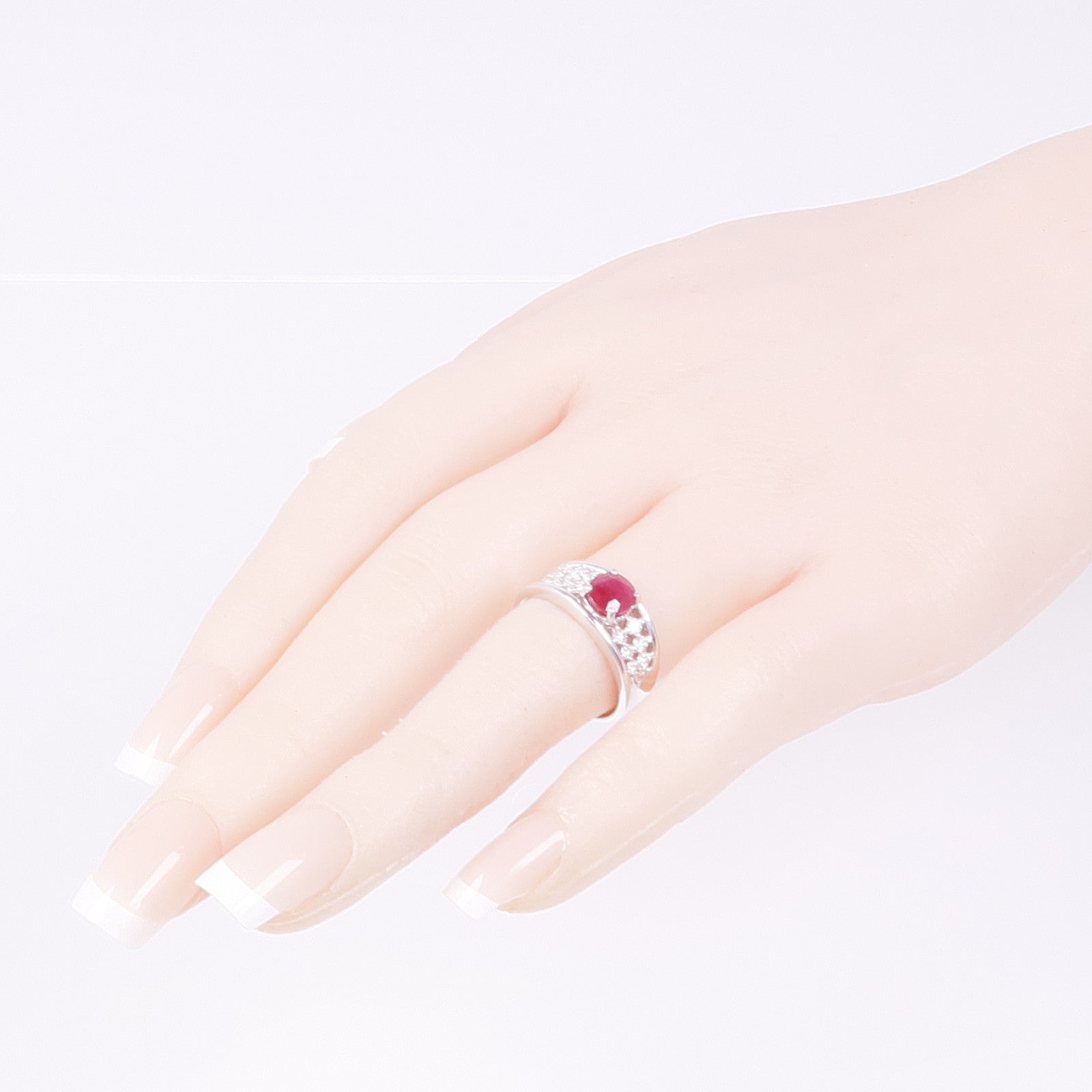 JEWELRY 18K白金Ruby Diamond Ring紅寶石/鑽石戒指US#6.25