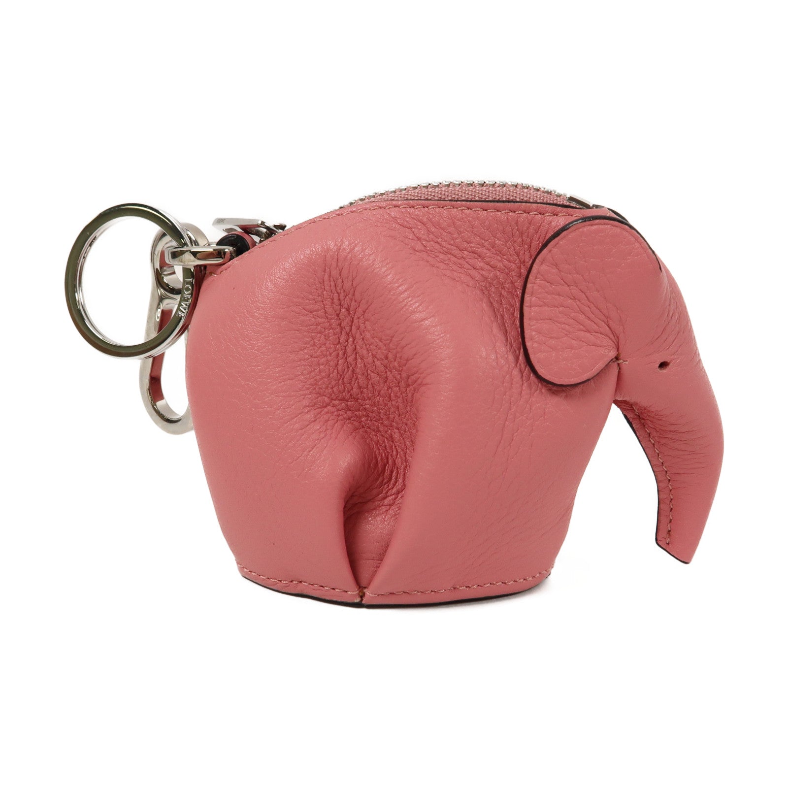 LOEWE 【激減優惠】牛皮皮革Elephant Coin Case銀扣零錢包粉紅色
