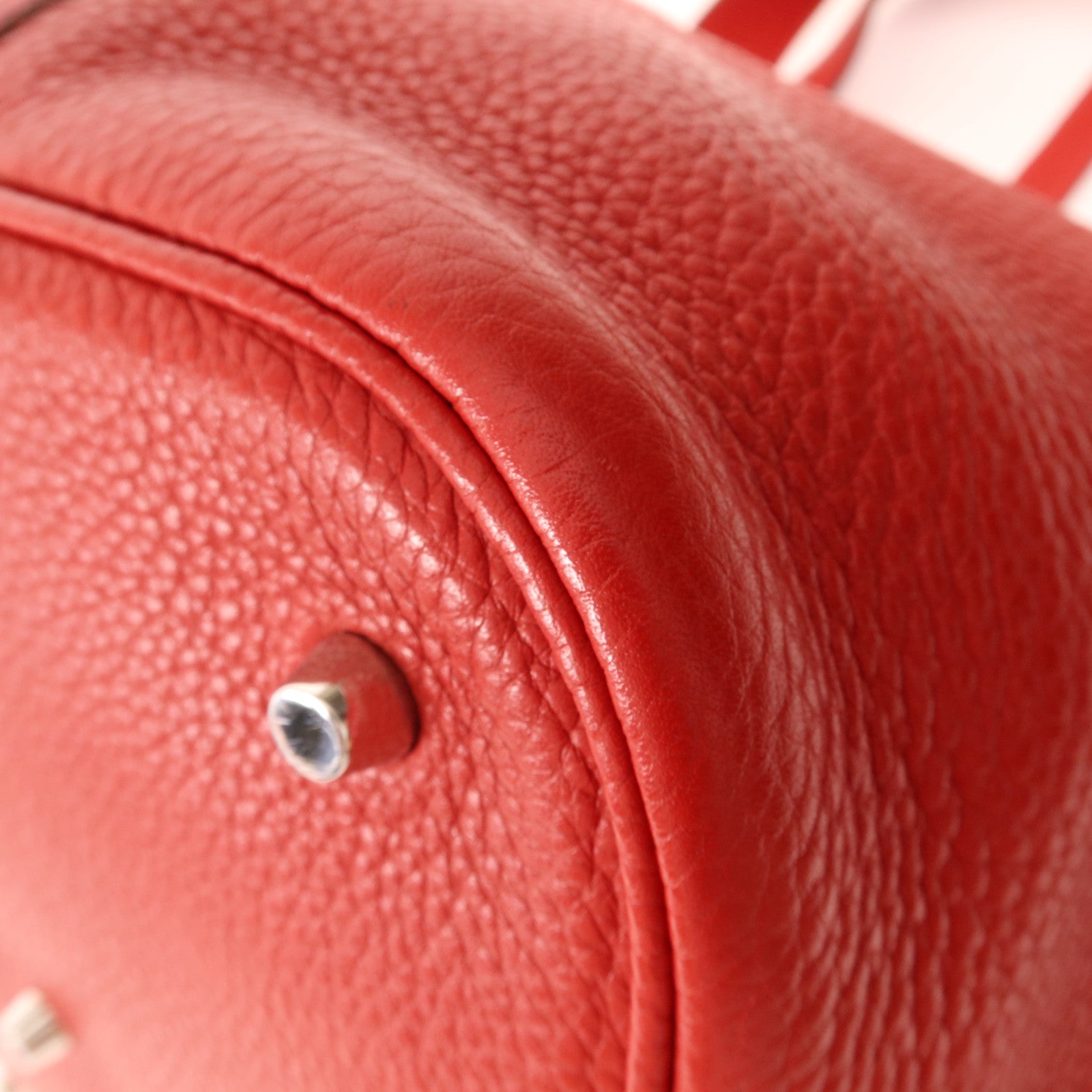 HERMES Clemence皮革Picotin GM銀扣手挽袋Rouge Casaque