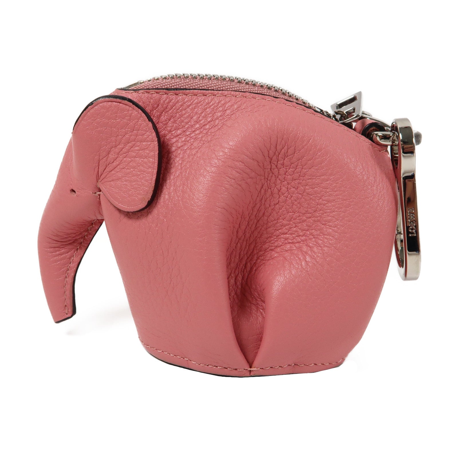 LOEWE 【激減優惠】牛皮皮革Elephant Coin Case銀扣零錢包粉紅色