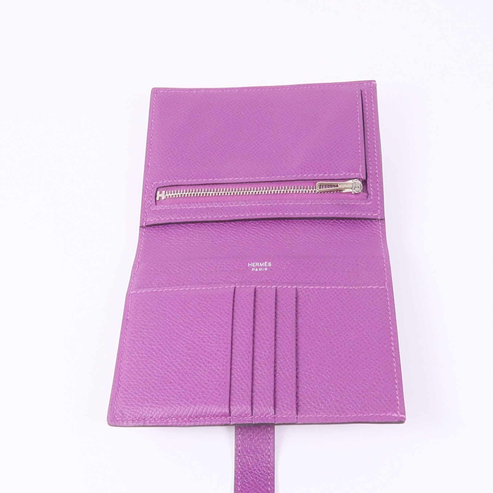 HERMES Epsom皮革Bearn Wallet銀扣錢包Anemone