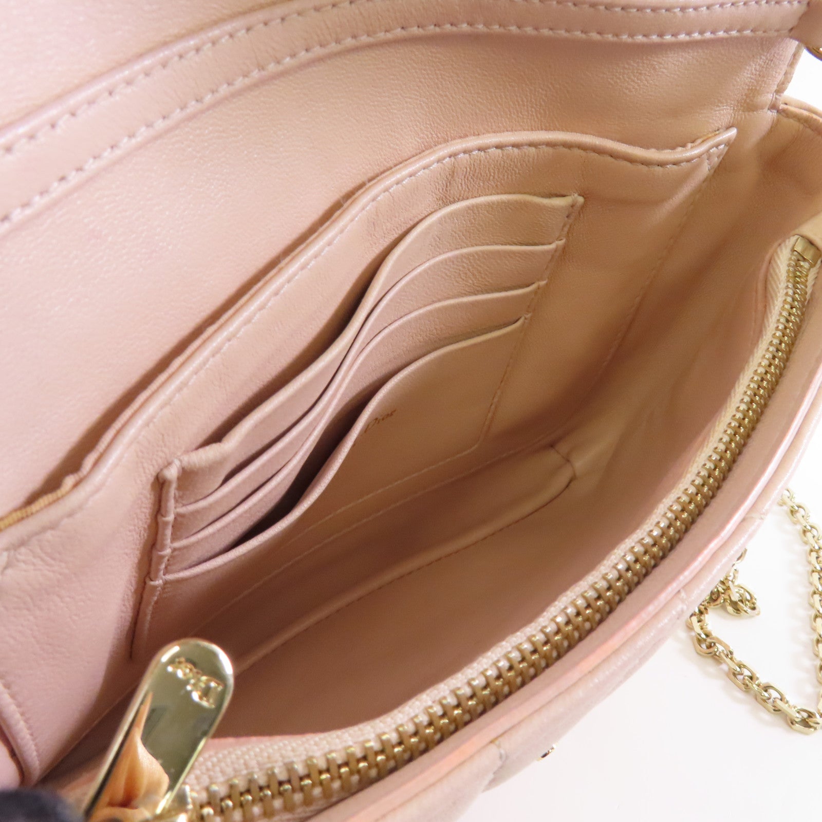 Dior 羊皮皮革Miss Dior Shoulder Bag金扣鏈手挽肩背兩用袋粉紅色