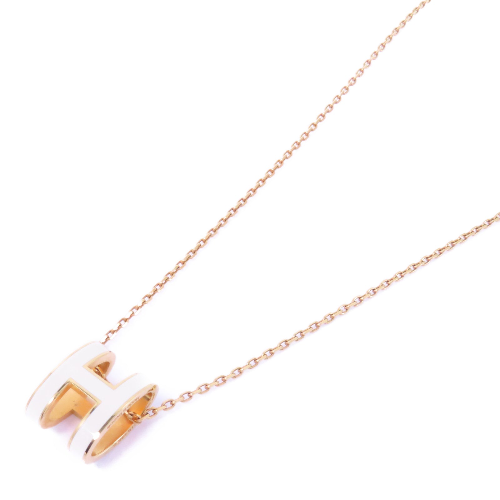 HERMES 金屬Pop H Necklace項鍊白色/金色