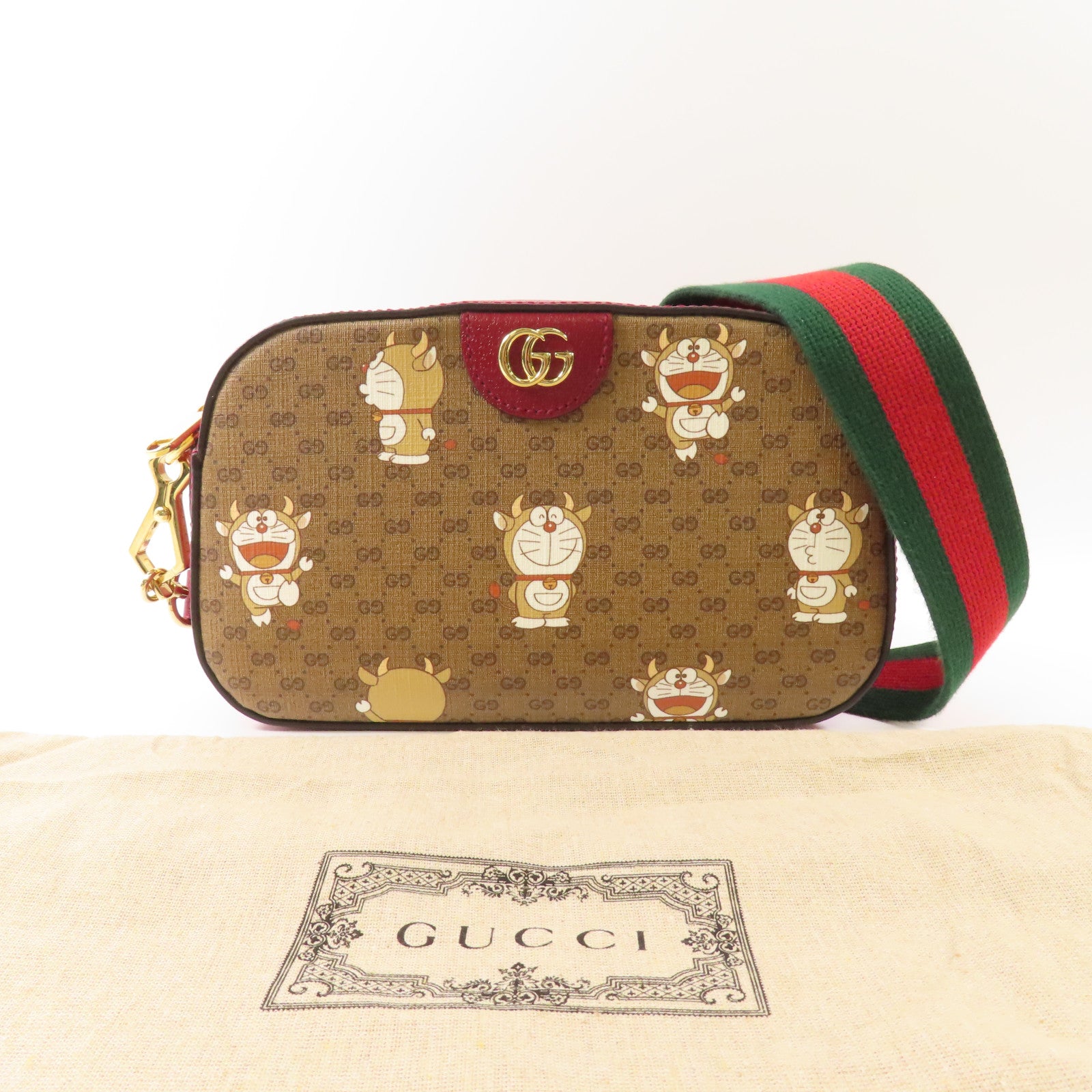 GUCCI 塗層帆布GG Supreme金扣肩背袋