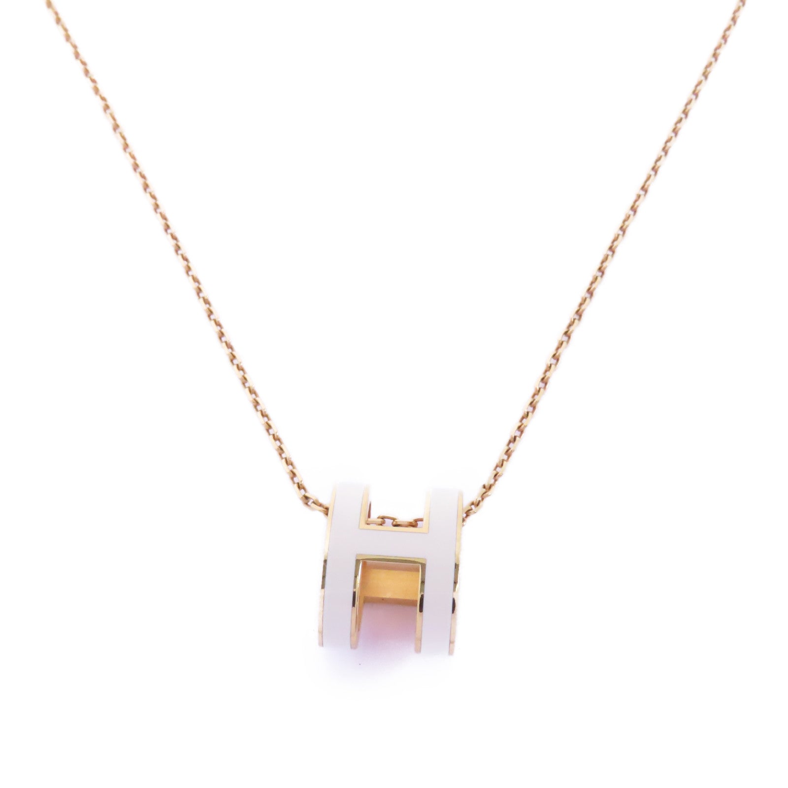 HERMES 金屬Pop H Necklace項鍊白色/金色