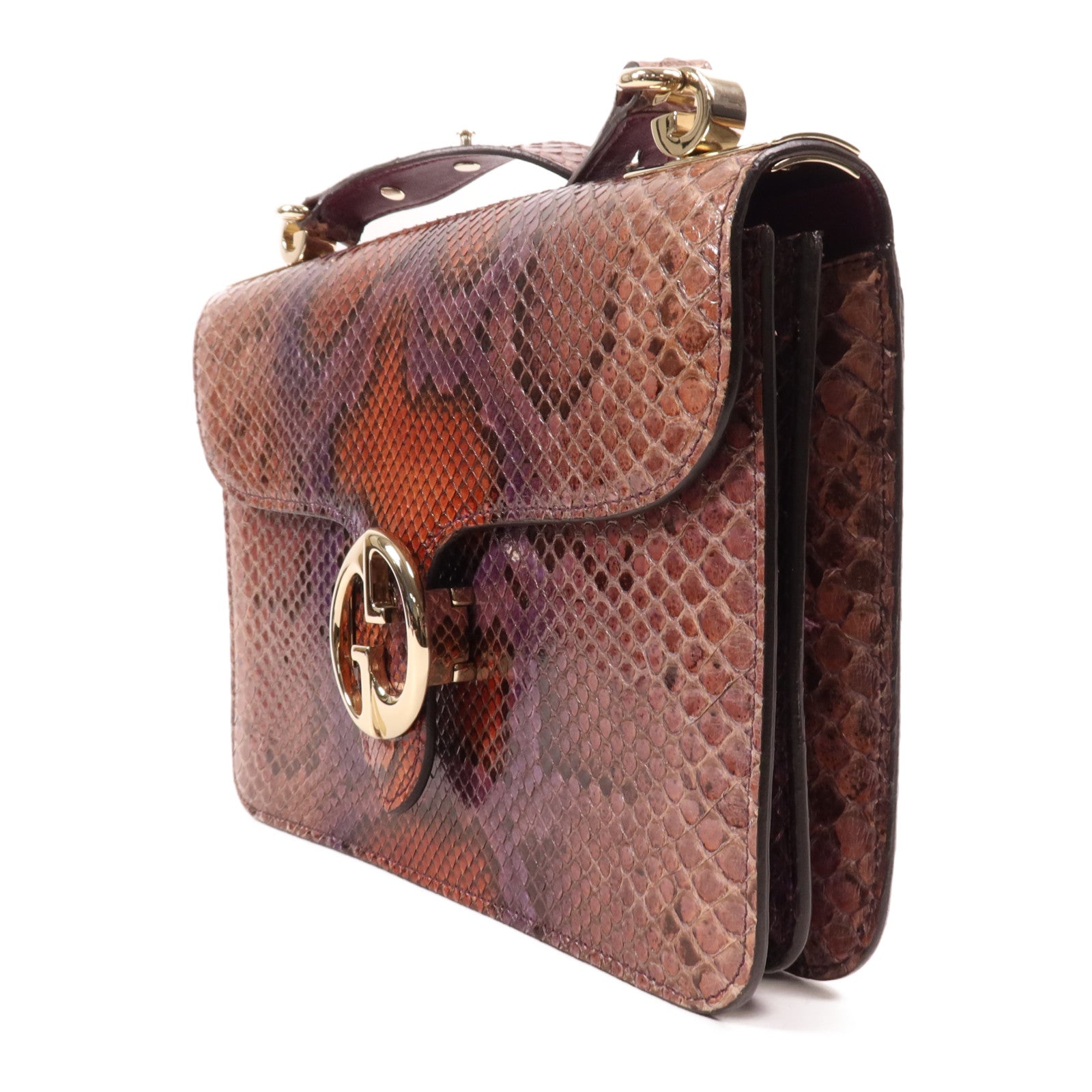 GUCCI 蛇皮皮革1973 Flap Bag金扣肩背袋