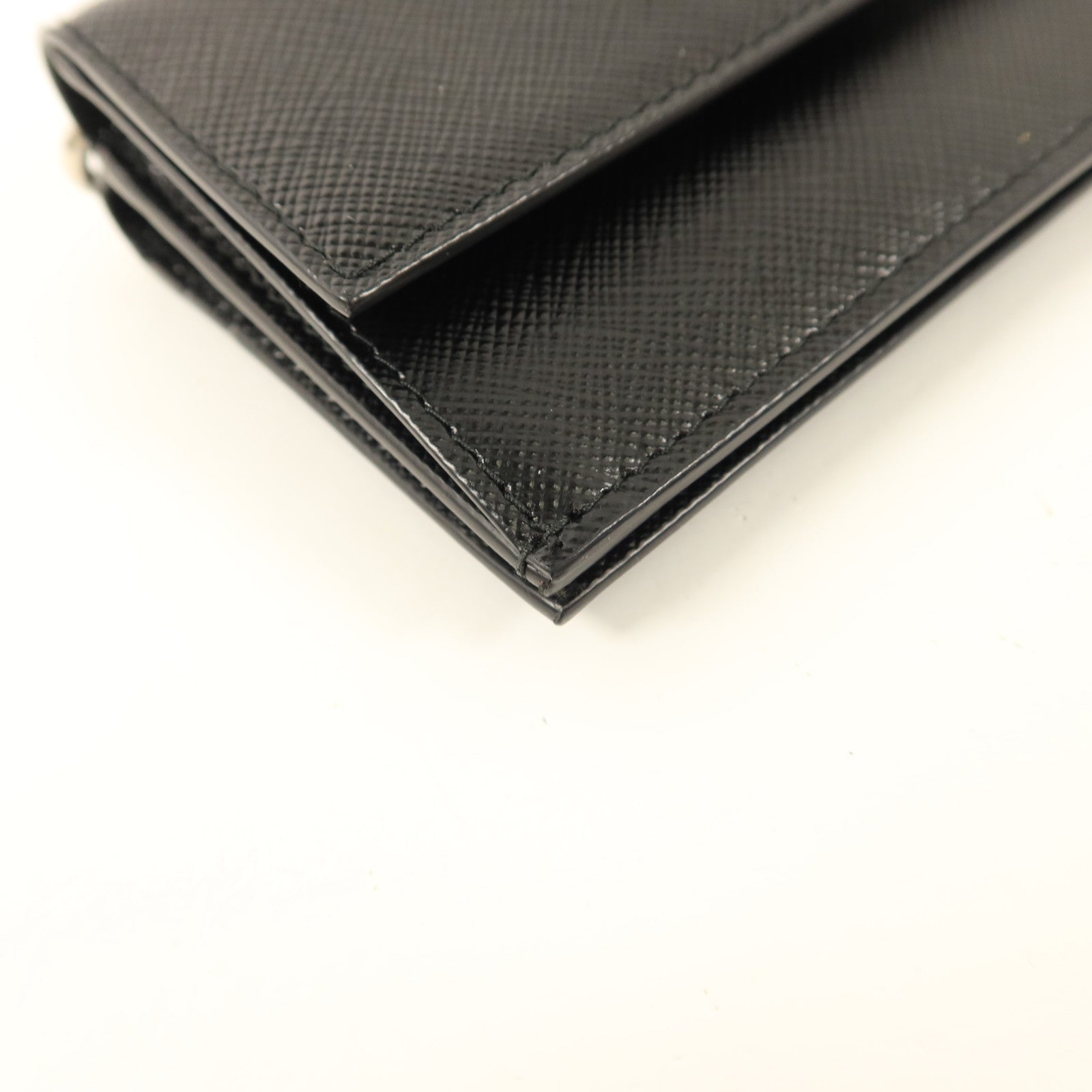 PRADA Saffiano皮革Card Case With Strap銀扣卡片套