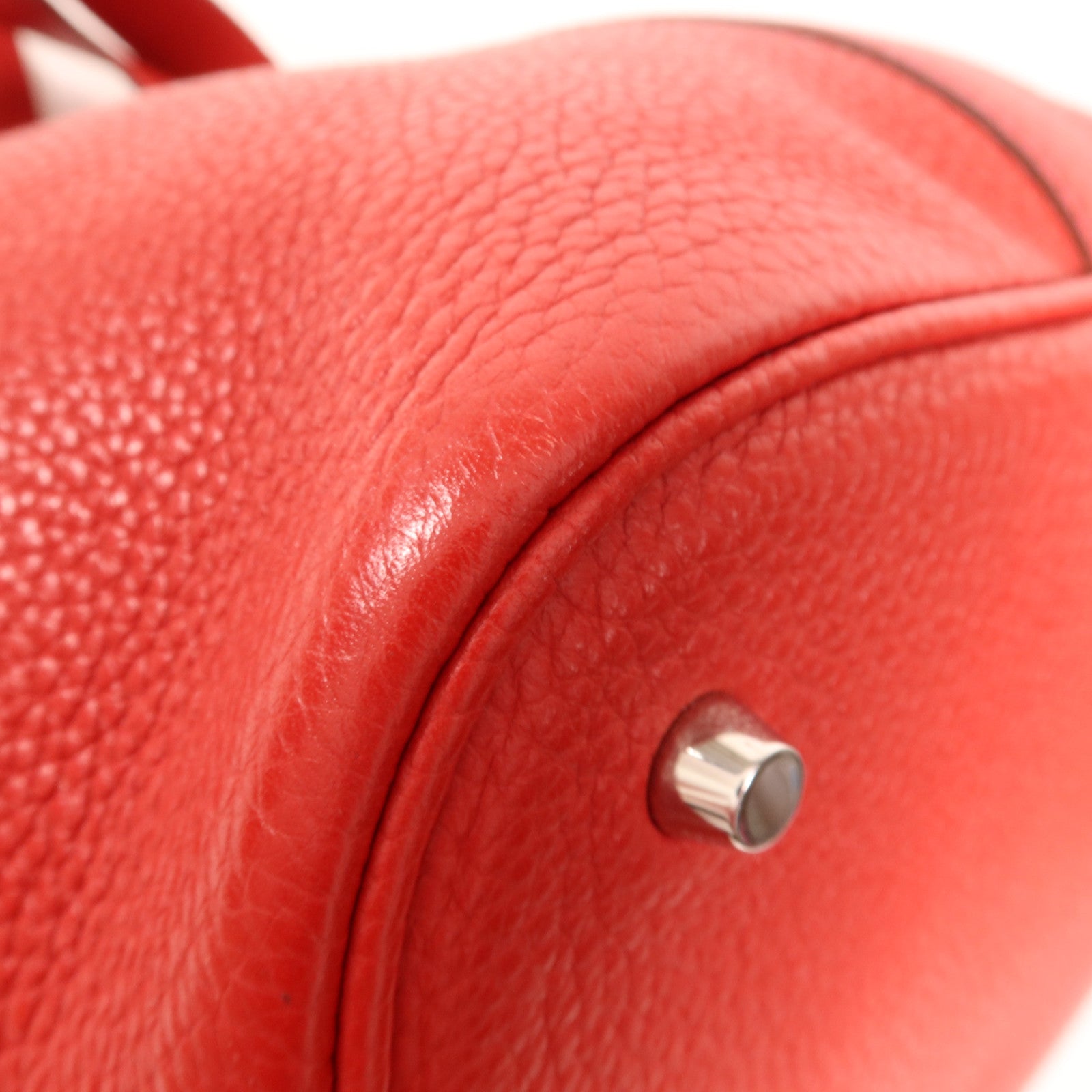 HERMES Clemence皮革Picotin GM銀扣手挽袋Rouge Casaque