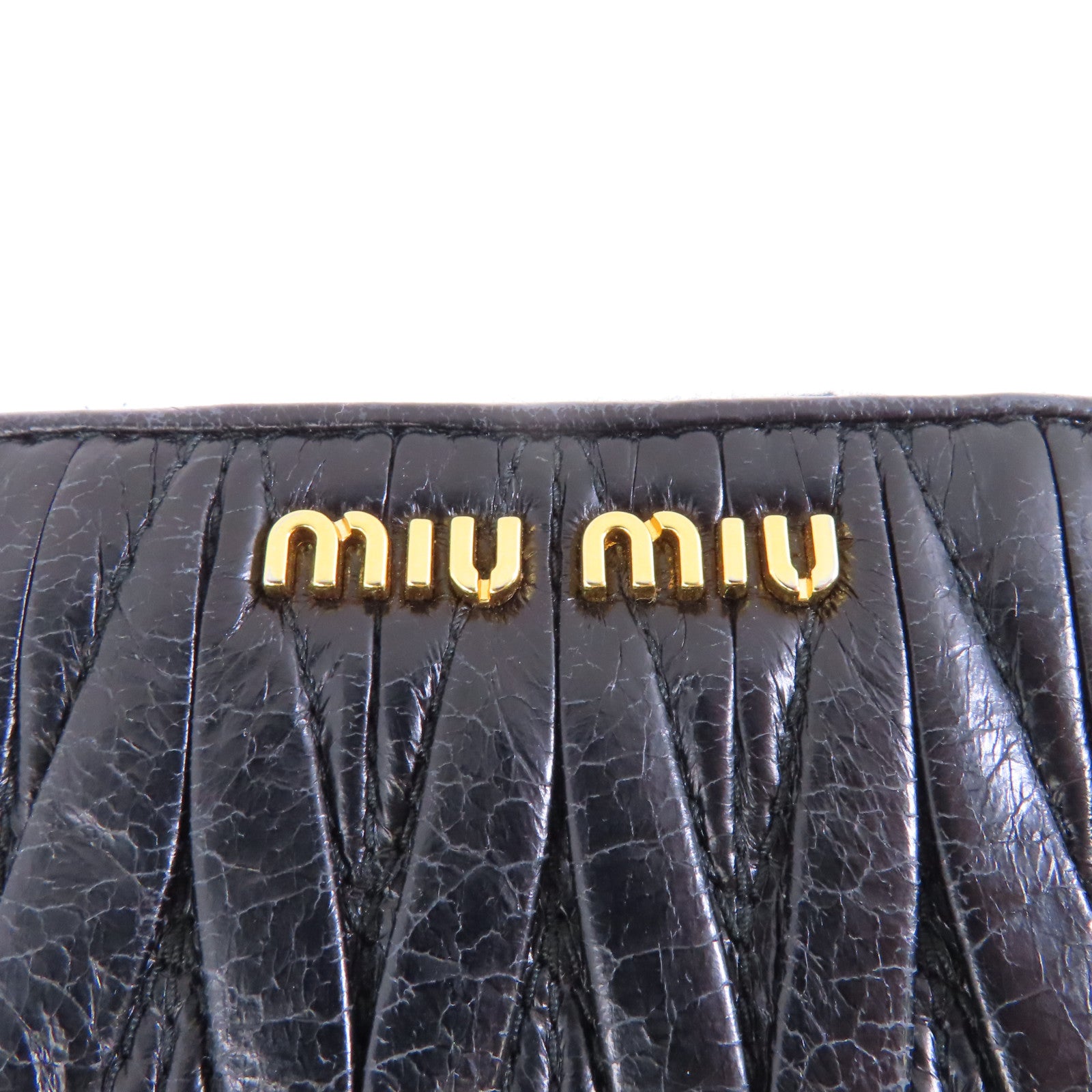 Miu Miu 【激減優惠】羊皮皮革Zipped Wallet金扣錢包黑色