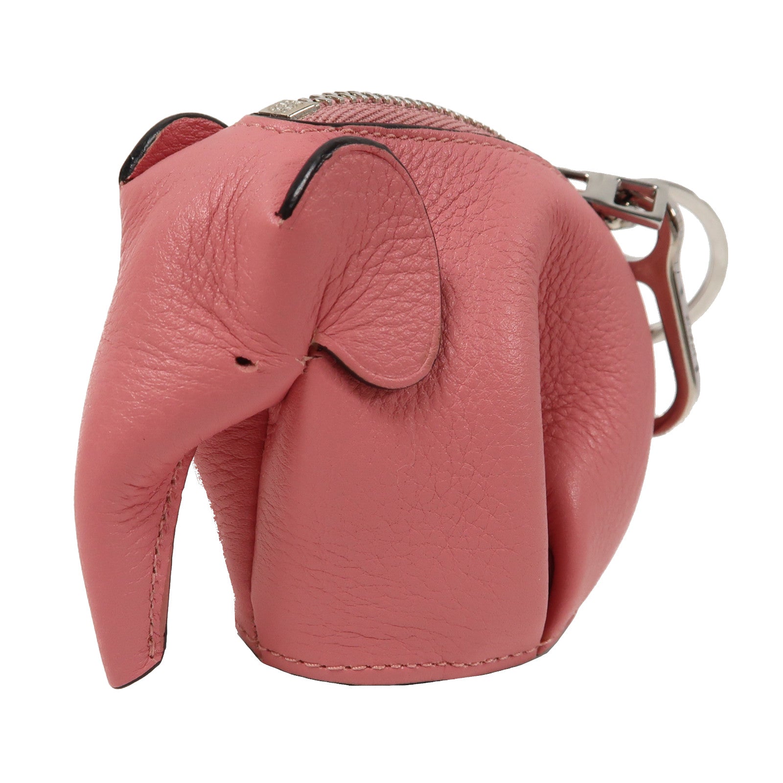 LOEWE 【激減優惠】牛皮皮革Elephant Coin Case銀扣零錢包粉紅色